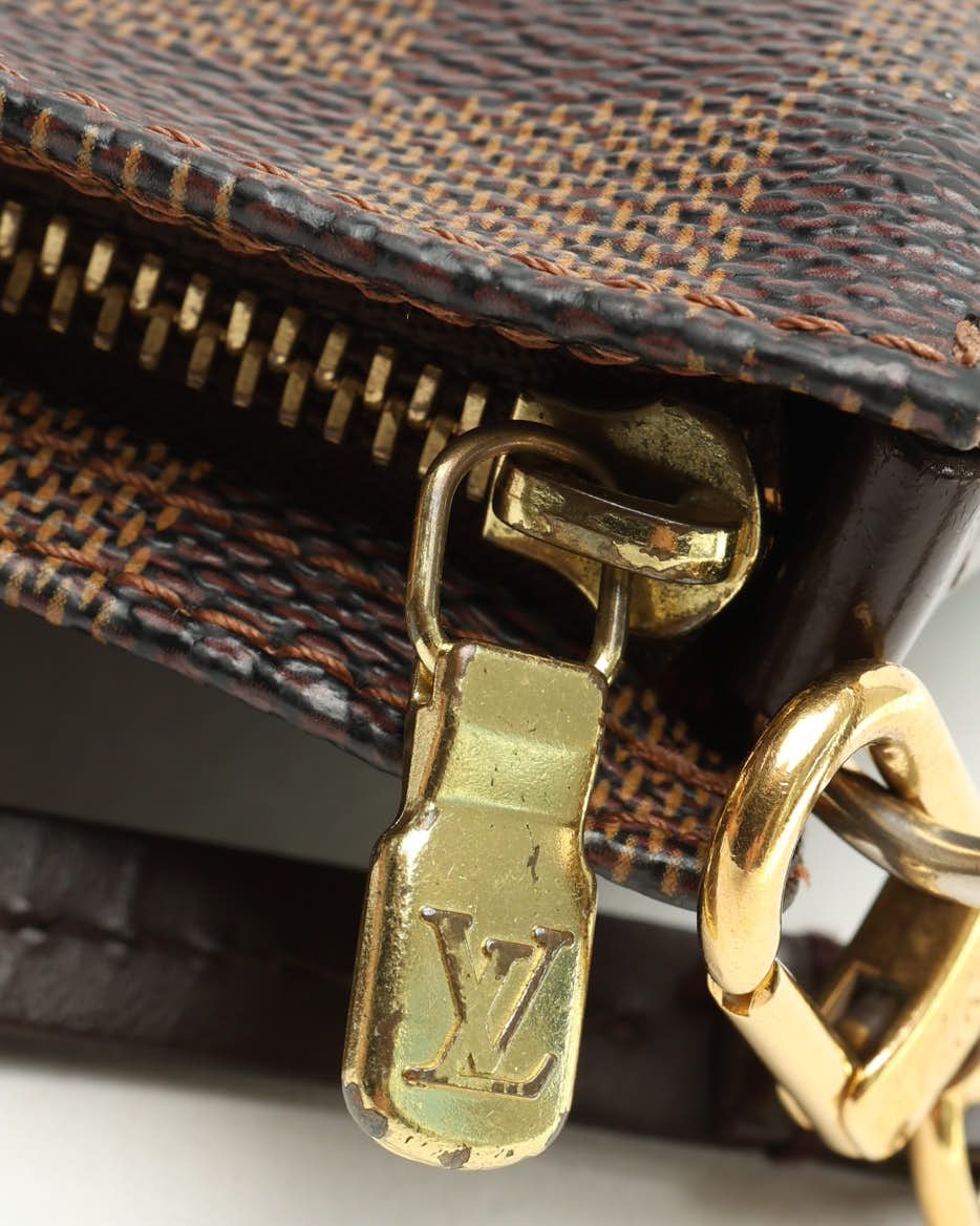 Pre-owned Louis Vuitton Damier Ebene Pochette Accessoires Bag In Brown