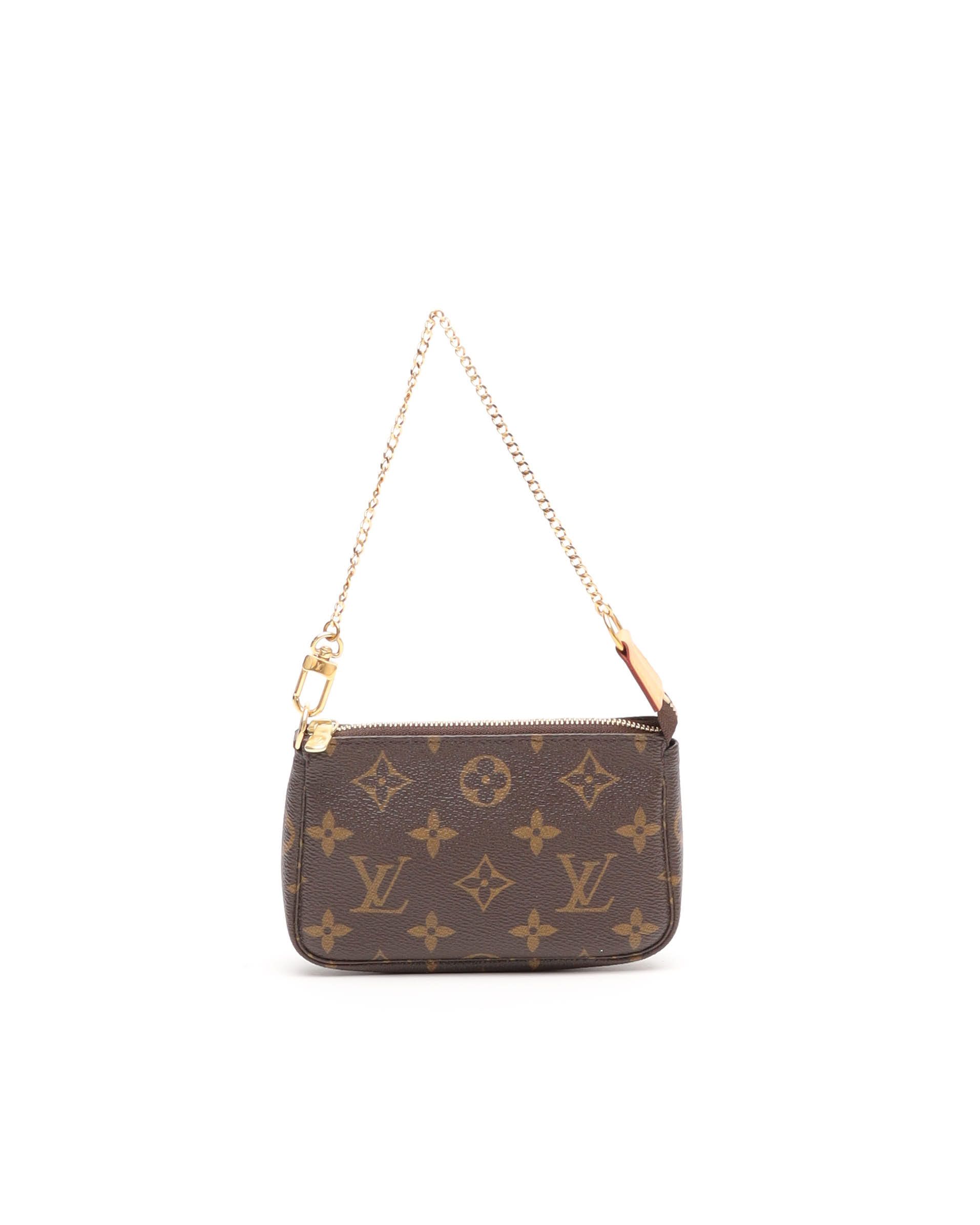 Pre-owned Louis Vuitton Monogram Mini Pochette Accessories Bag In Brown