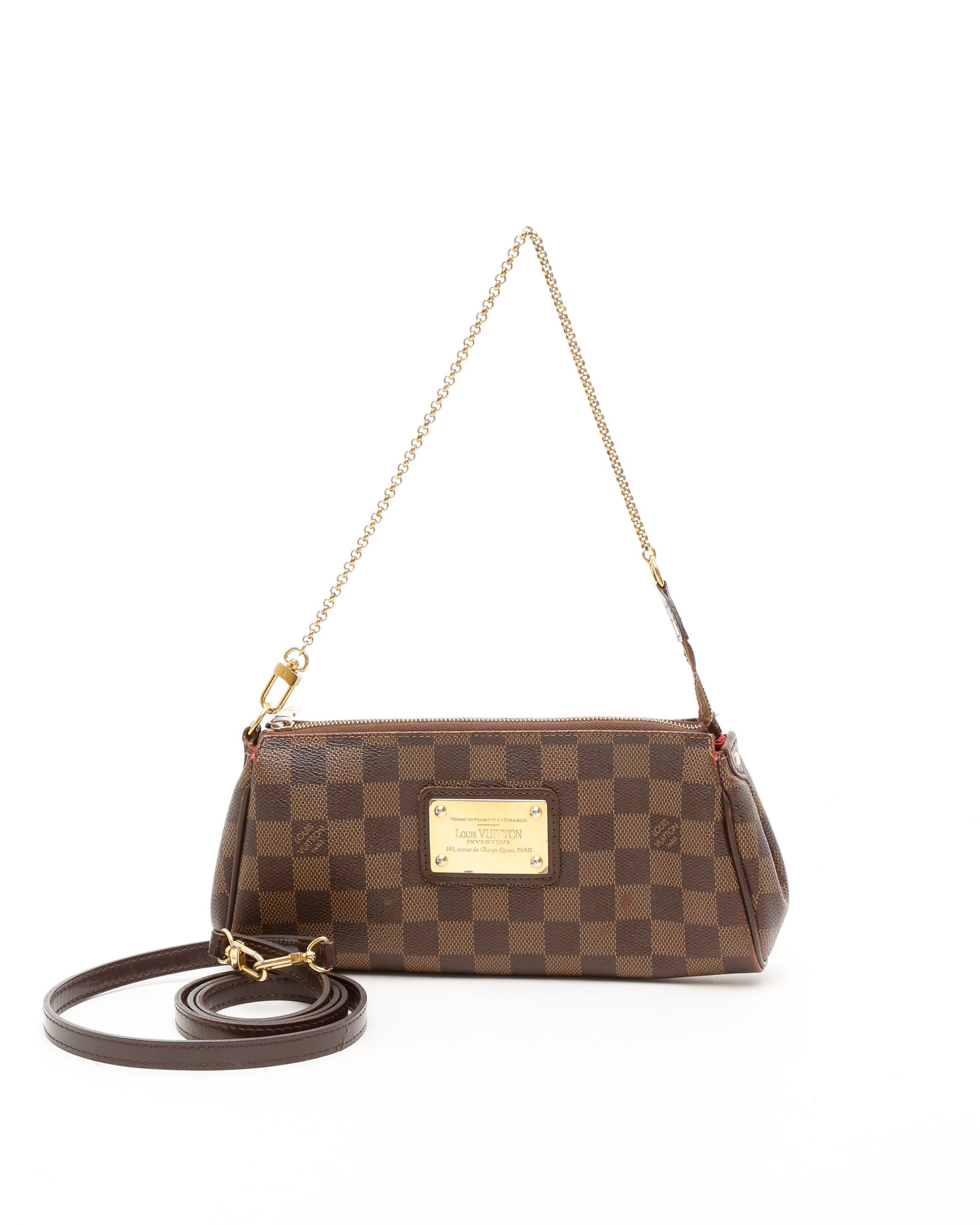 Pre-owned Louis Vuitton Damier Ebene Eva Clutch Bag In Brown