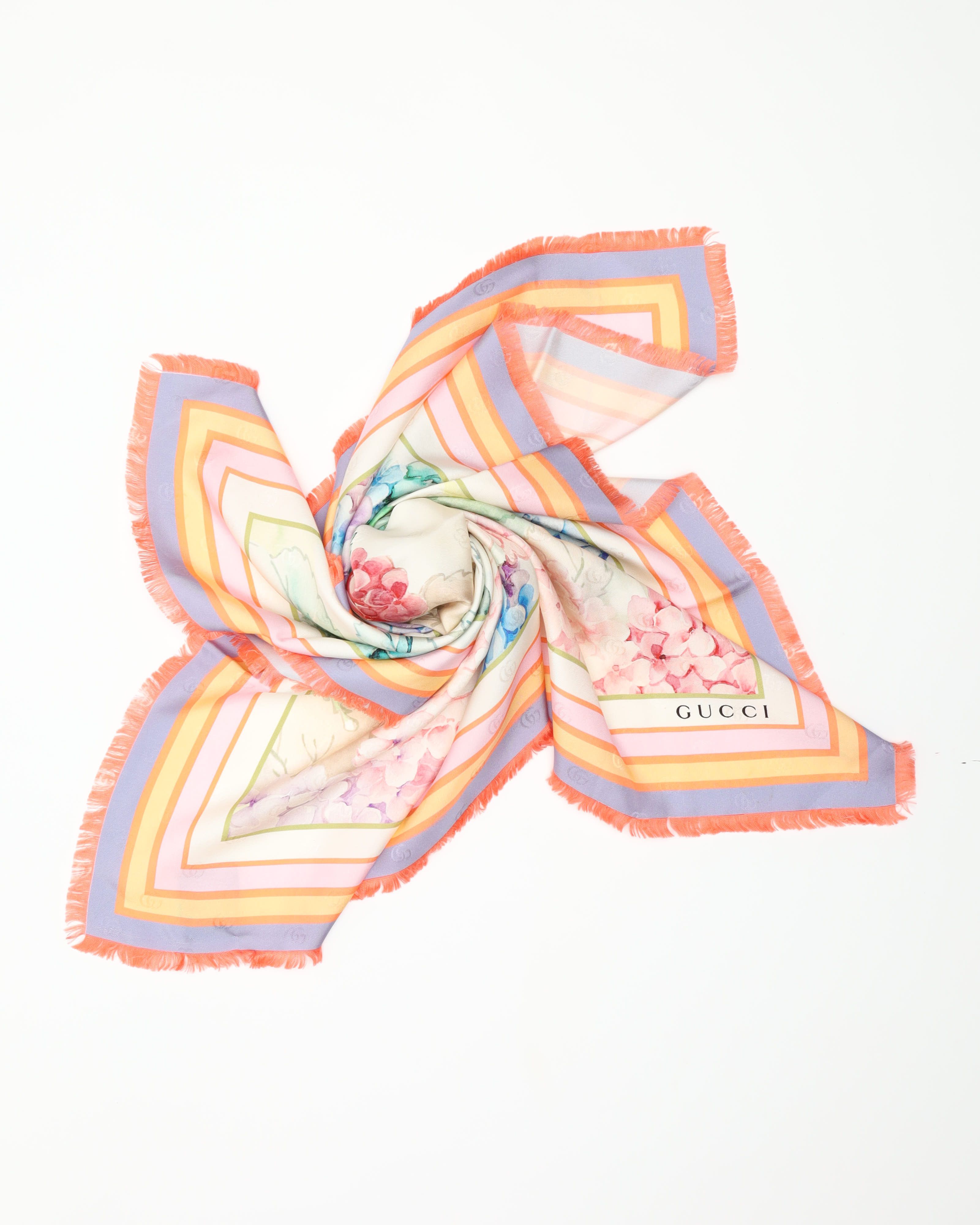 Gucci Floral Silk Scarf In Multi