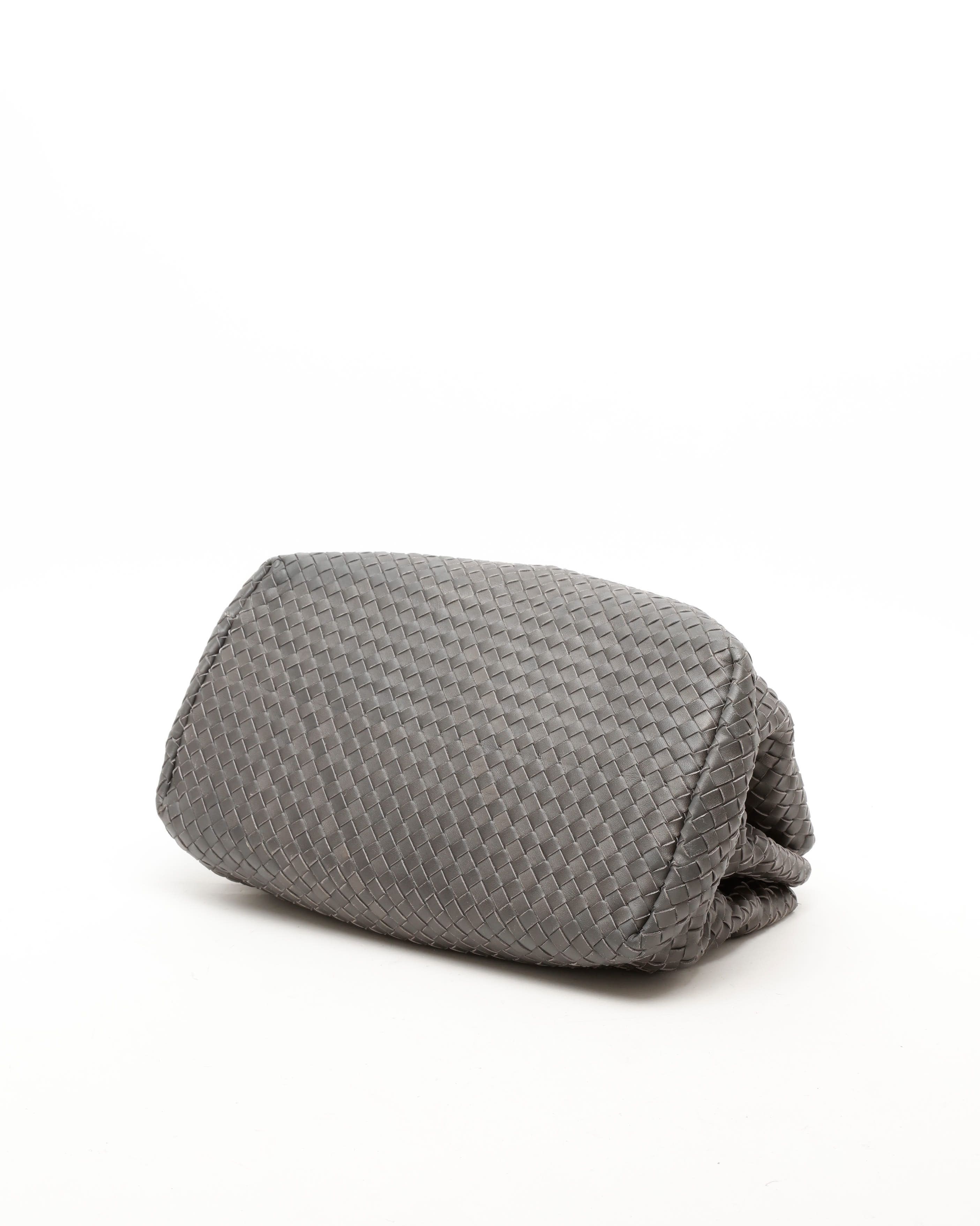 Bottega Veneta Roma Intrecciato Medium Tote Bag In Gray