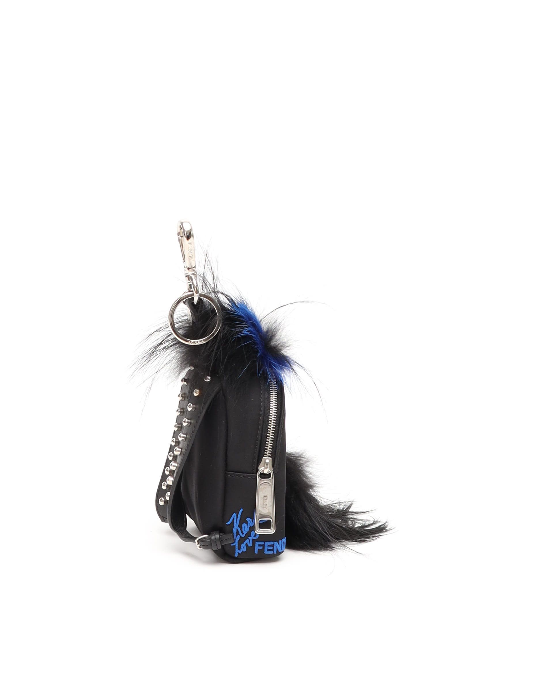 Fendi Karl Lagerfeld Mini Backpack Bag Charm In Black