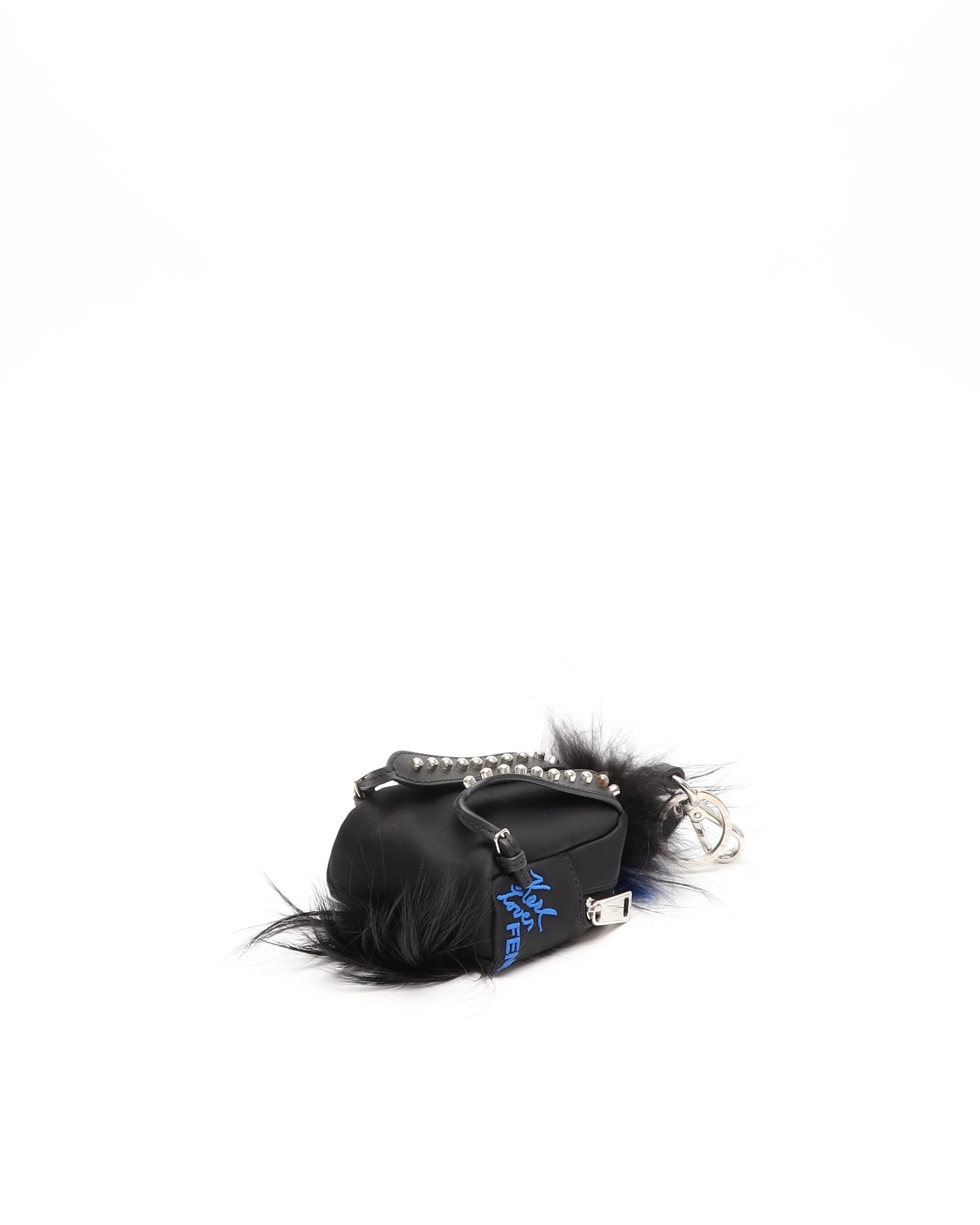 Fendi Karl Lagerfeld Mini Backpack Bag Charm In Black