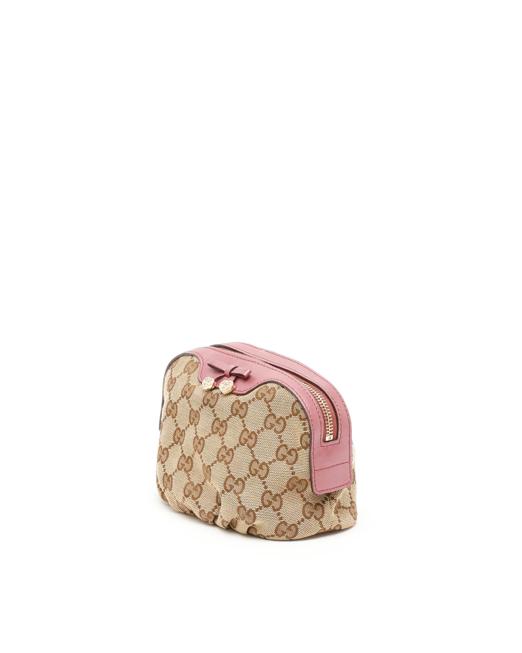 Gucci Canvas And Leather Pouch In Neutral
