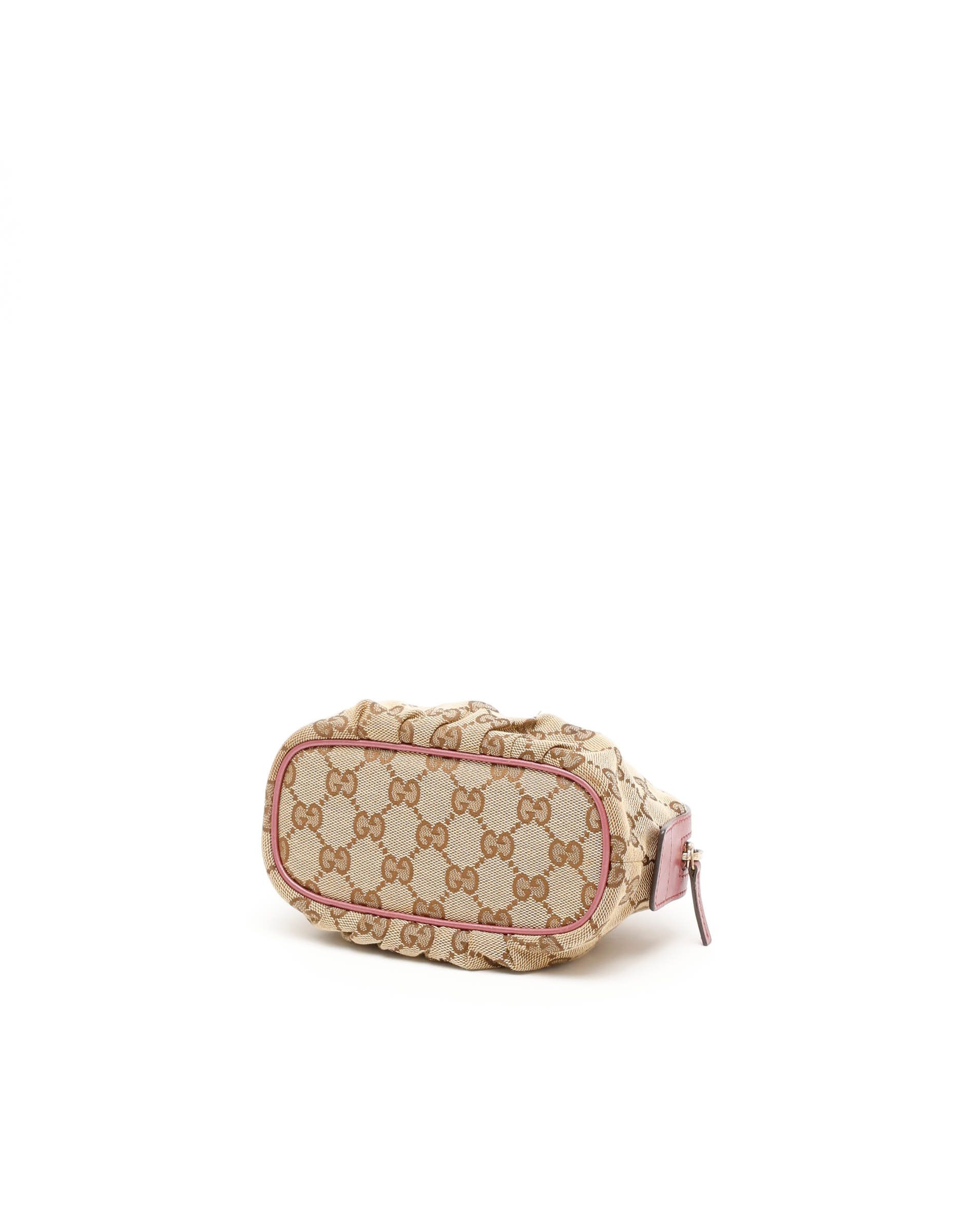 Gucci Canvas And Leather Pouch In Neutral