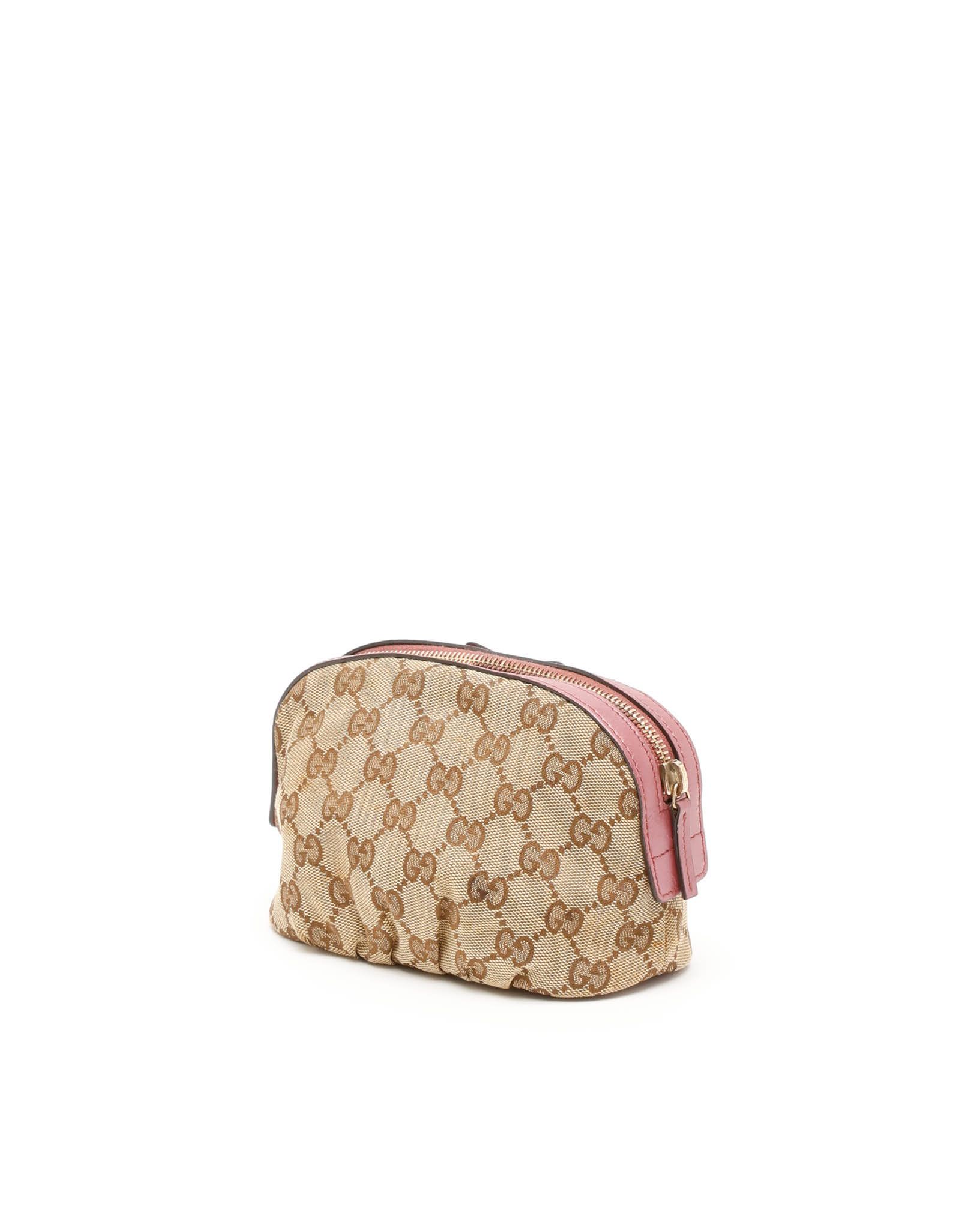 Gucci Canvas And Leather Pouch In Neutral