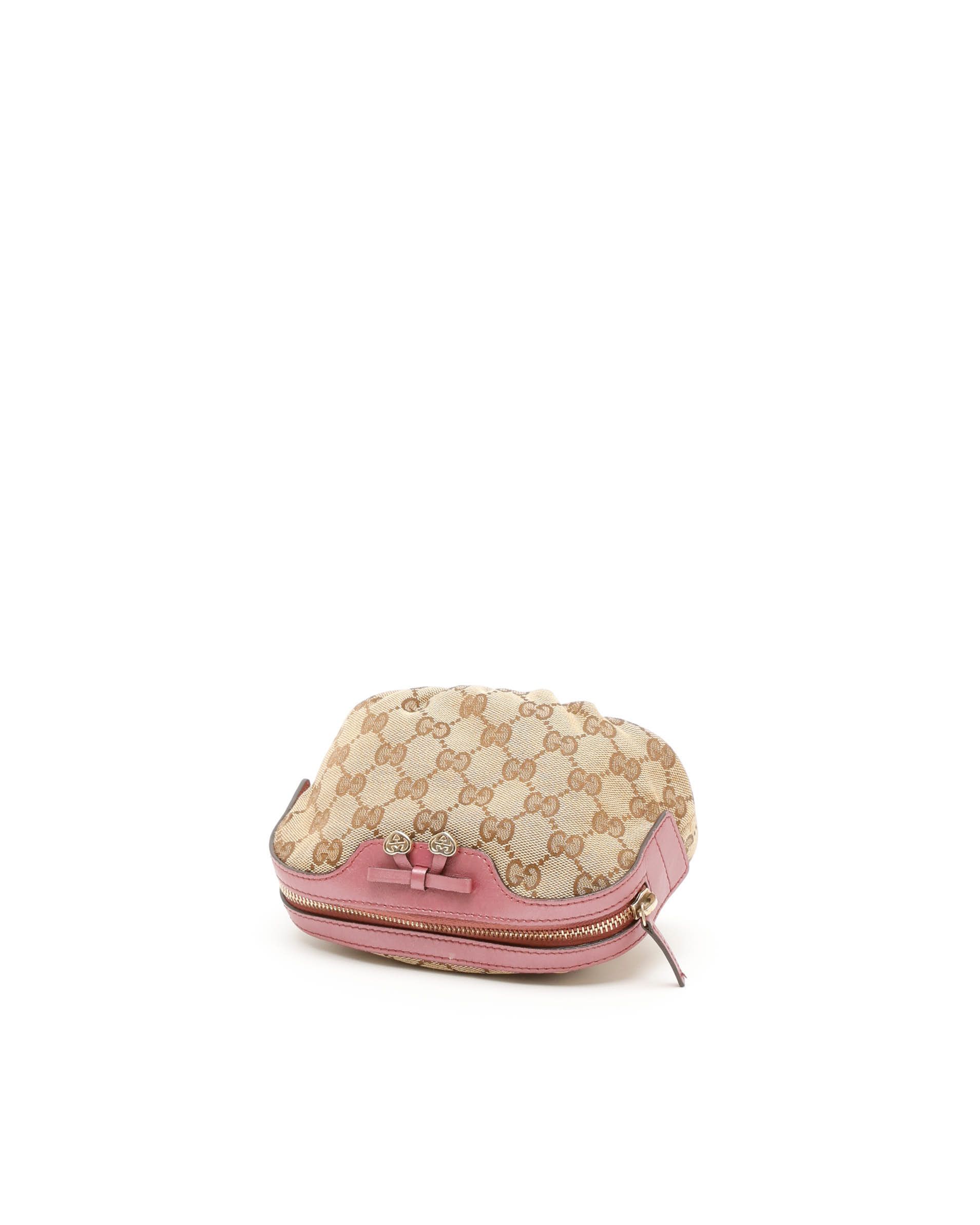 Gucci Canvas And Leather Pouch In Neutral