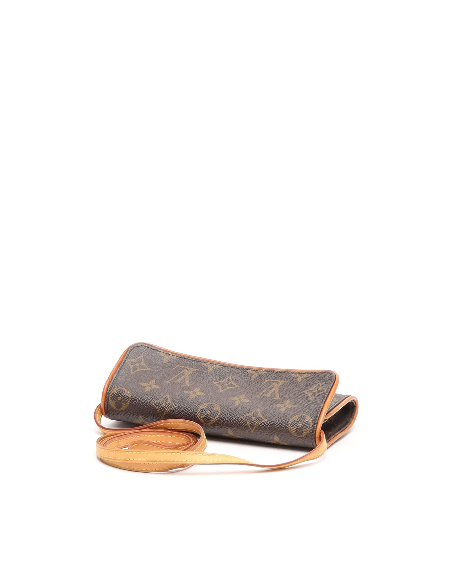 Pre-owned Louis Vuitton Monogram Pochette Twin Pm Bag In Brown