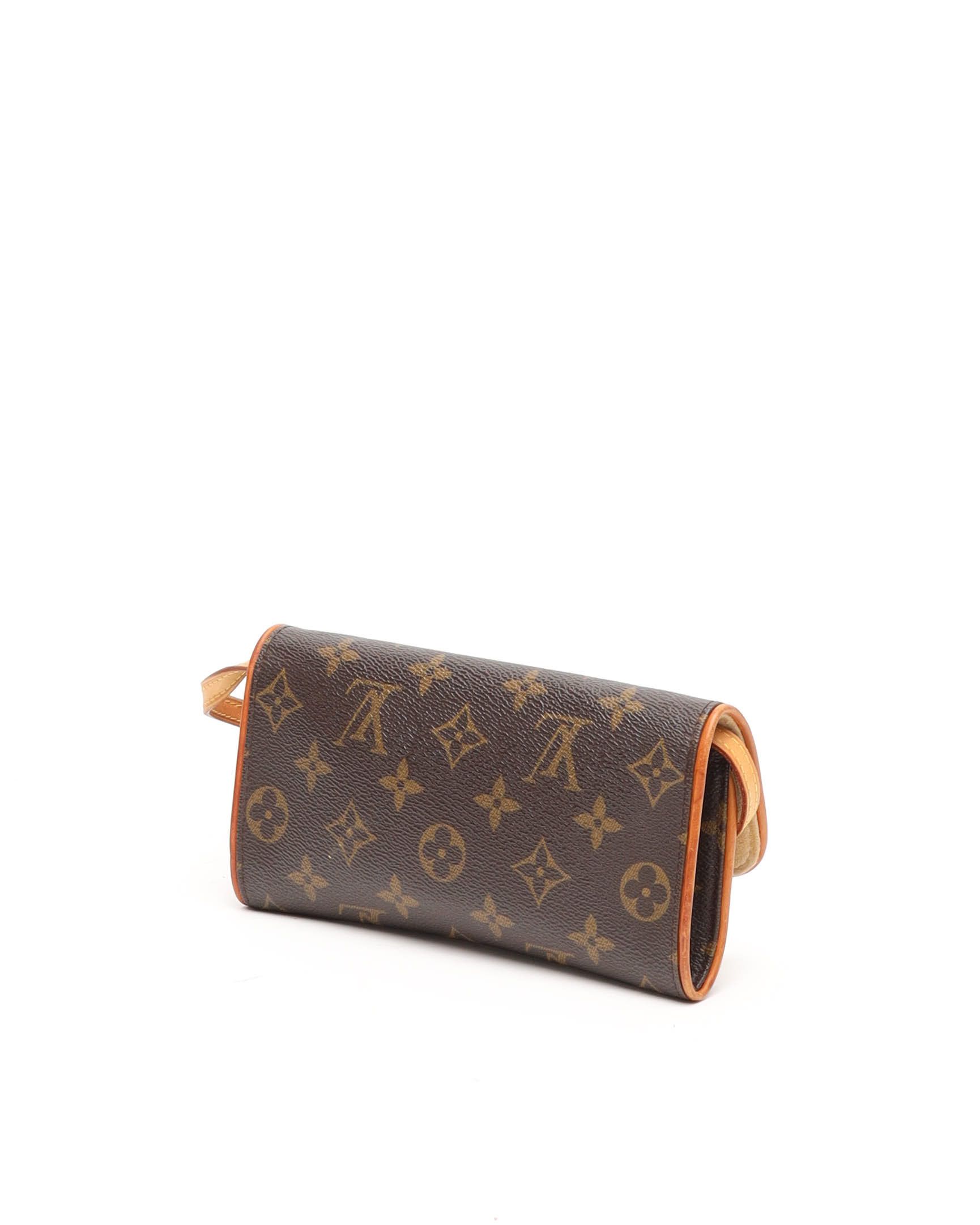 Pre-owned Louis Vuitton Monogram Pochette Twin Pm Bag In Brown