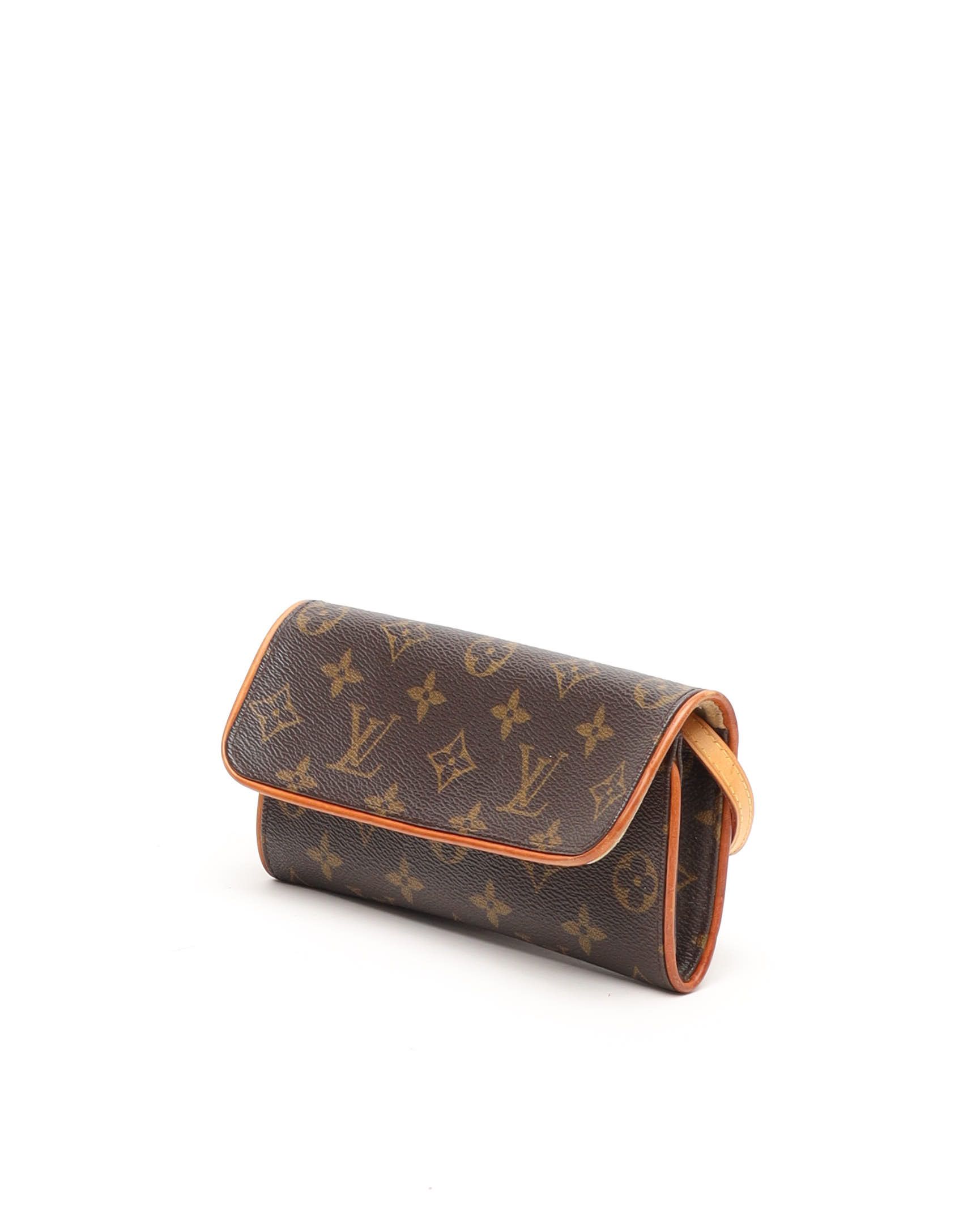 Pre-owned Louis Vuitton Monogram Pochette Twin Pm Bag In Brown