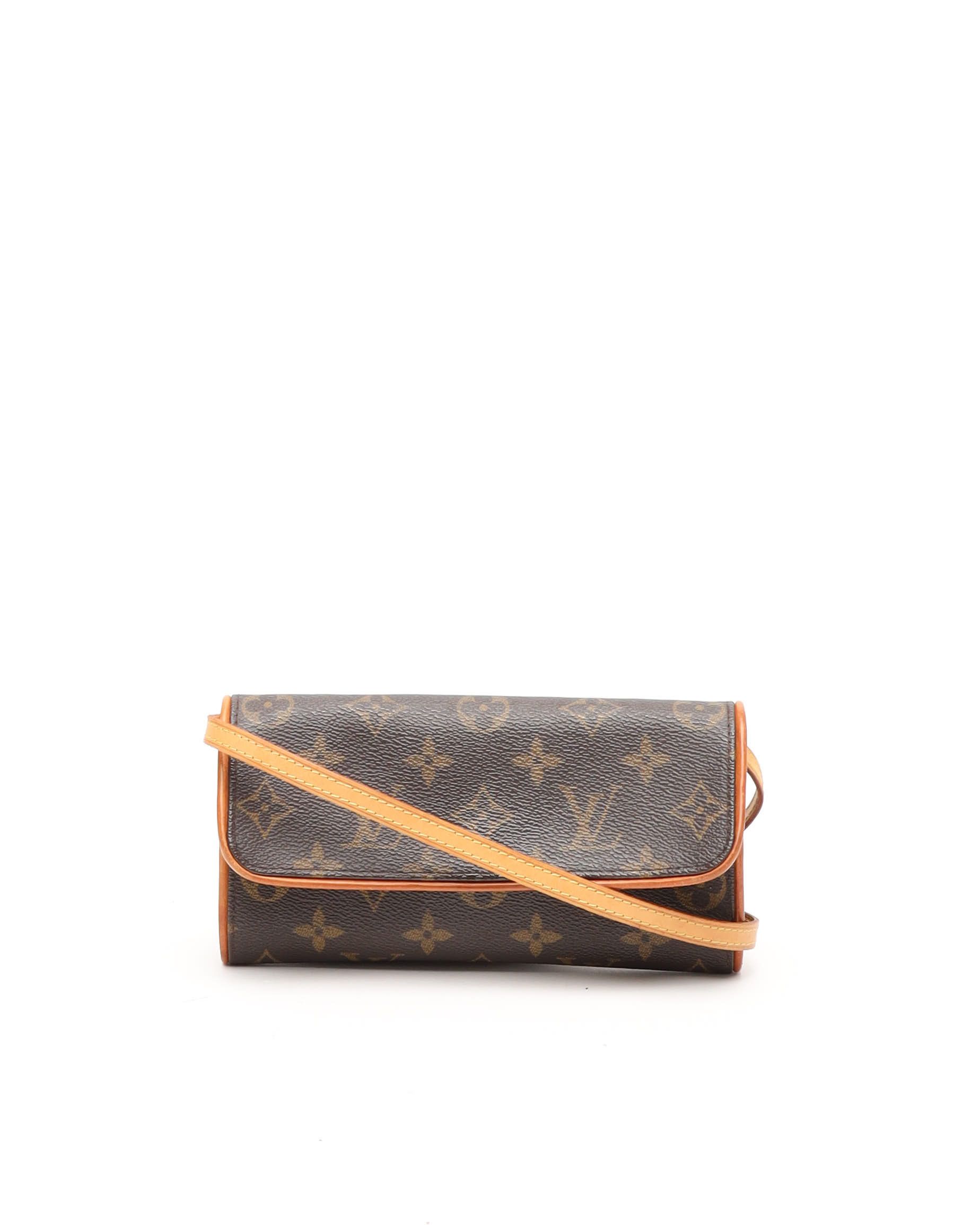 Pre-owned Louis Vuitton Monogram Pochette Twin Pm Bag In Brown