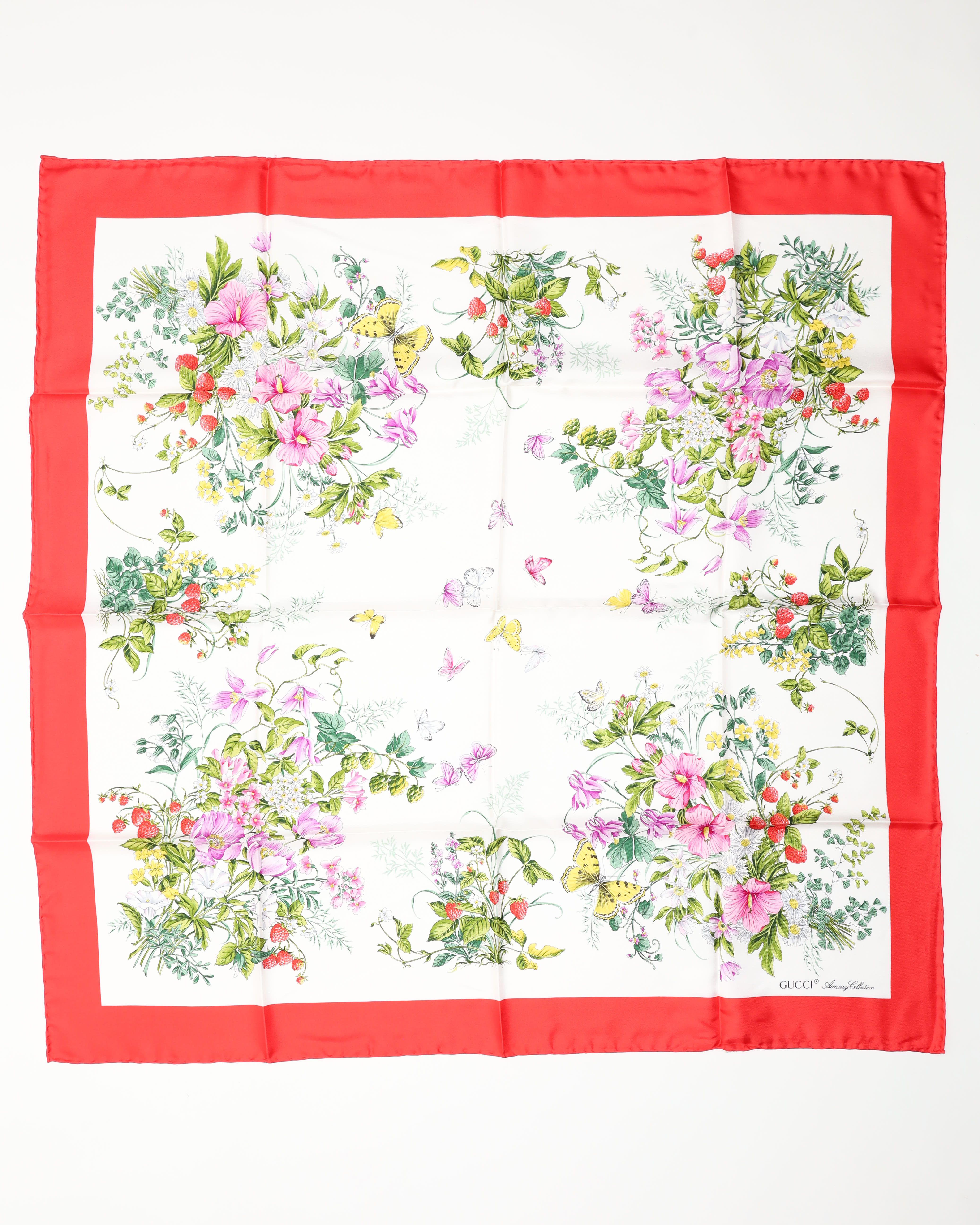 Gucci Floral Silk Scarf In Multi