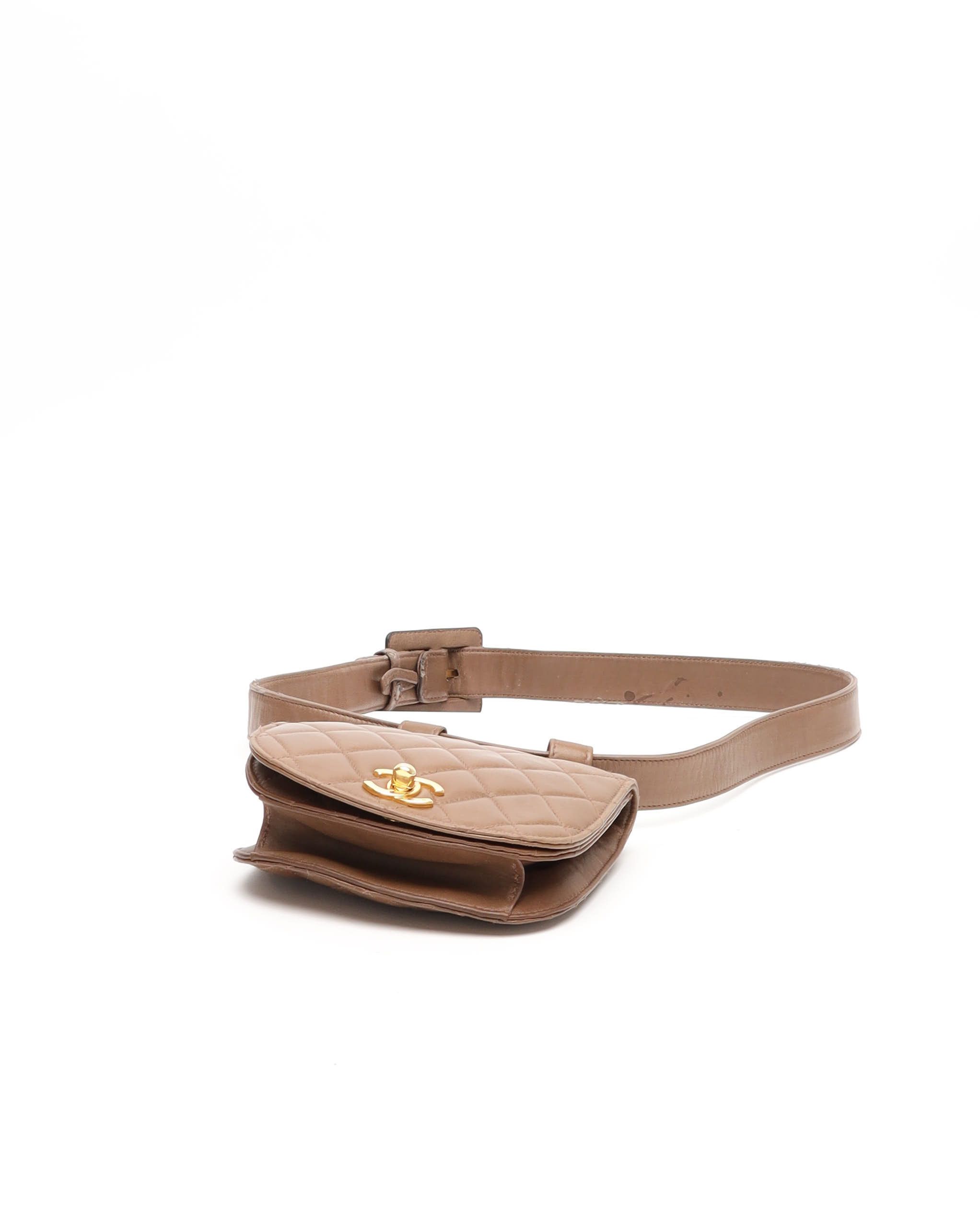 Pre-owned Chanel Classic Quilted Belt Bag In Brown