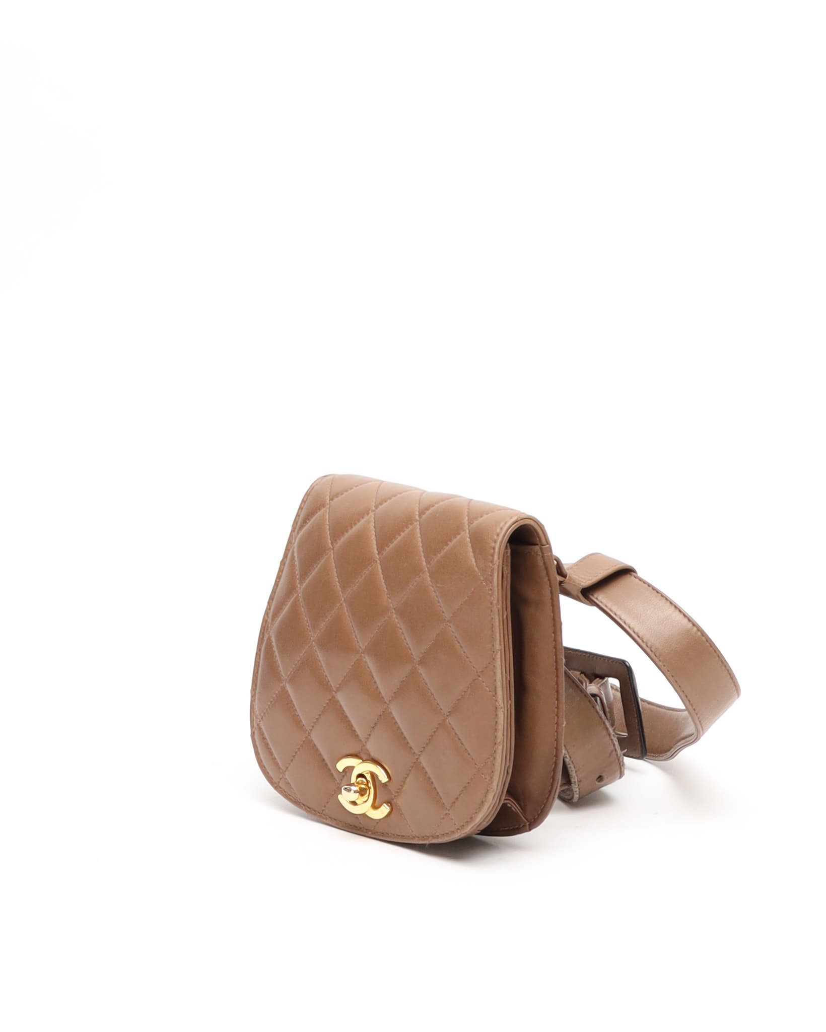 Pre-owned Chanel Classic Quilted Belt Bag In Brown