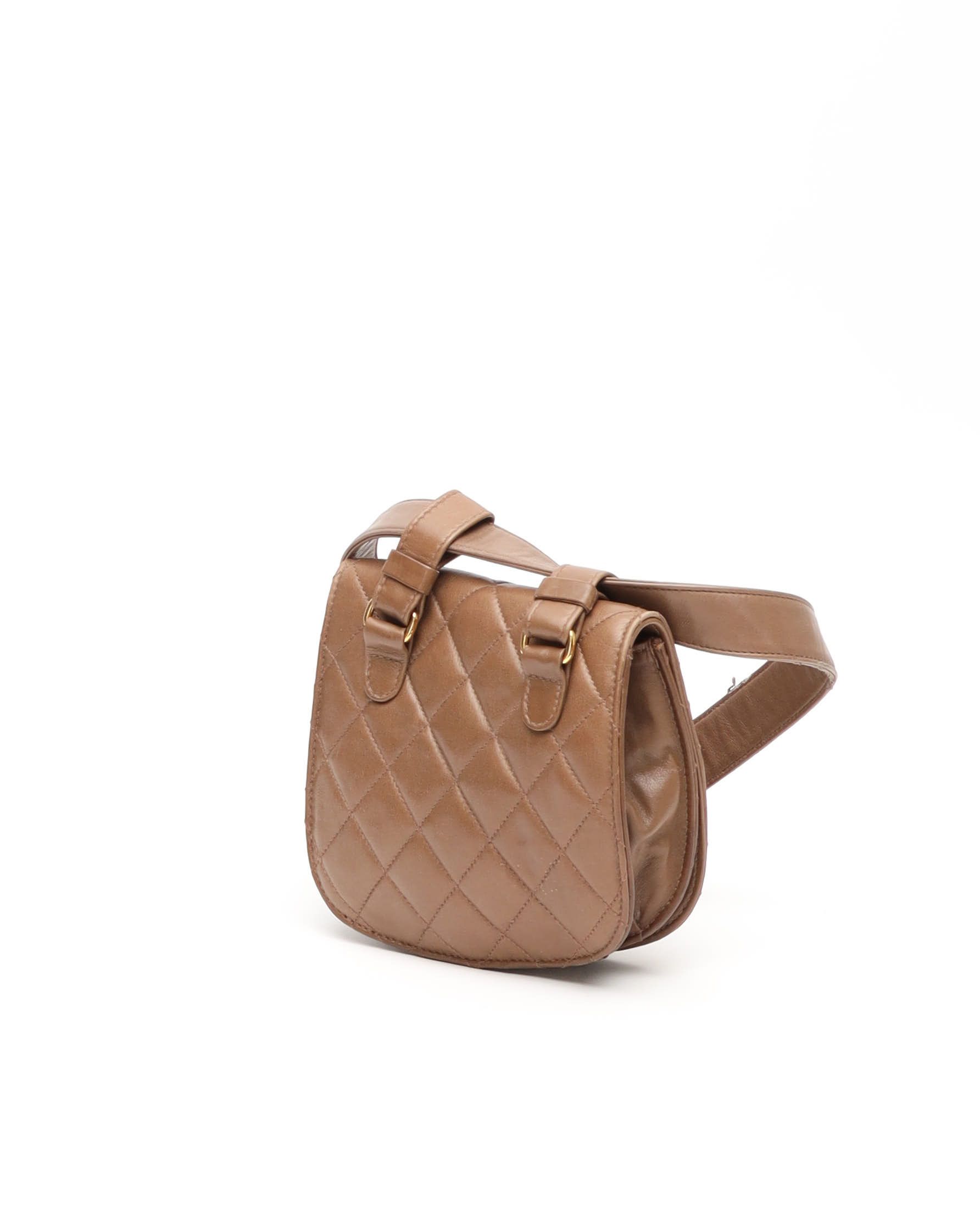 Pre-owned Chanel Classic Quilted Belt Bag In Brown