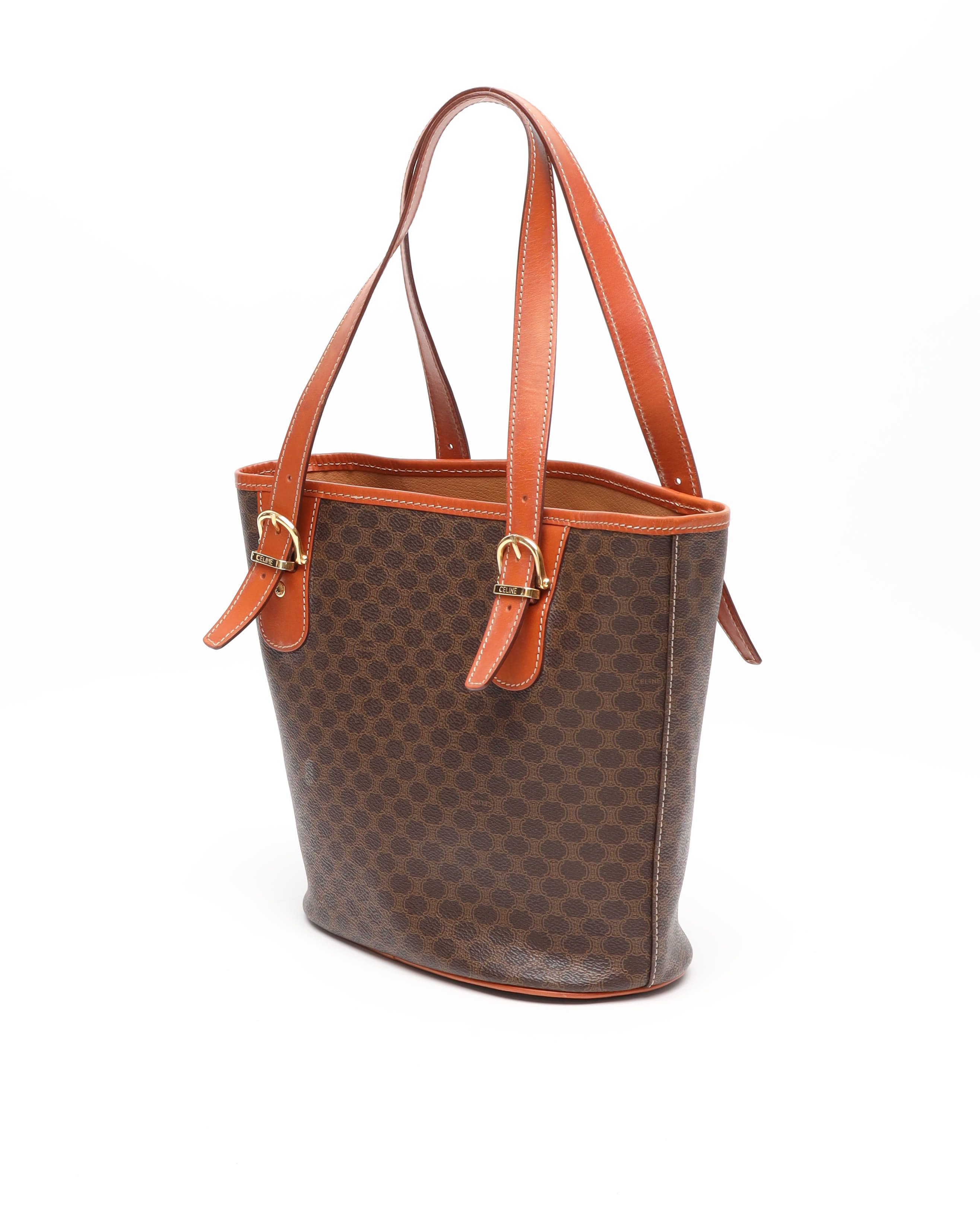 Celine Céline Macadam Tote Bag In Brown