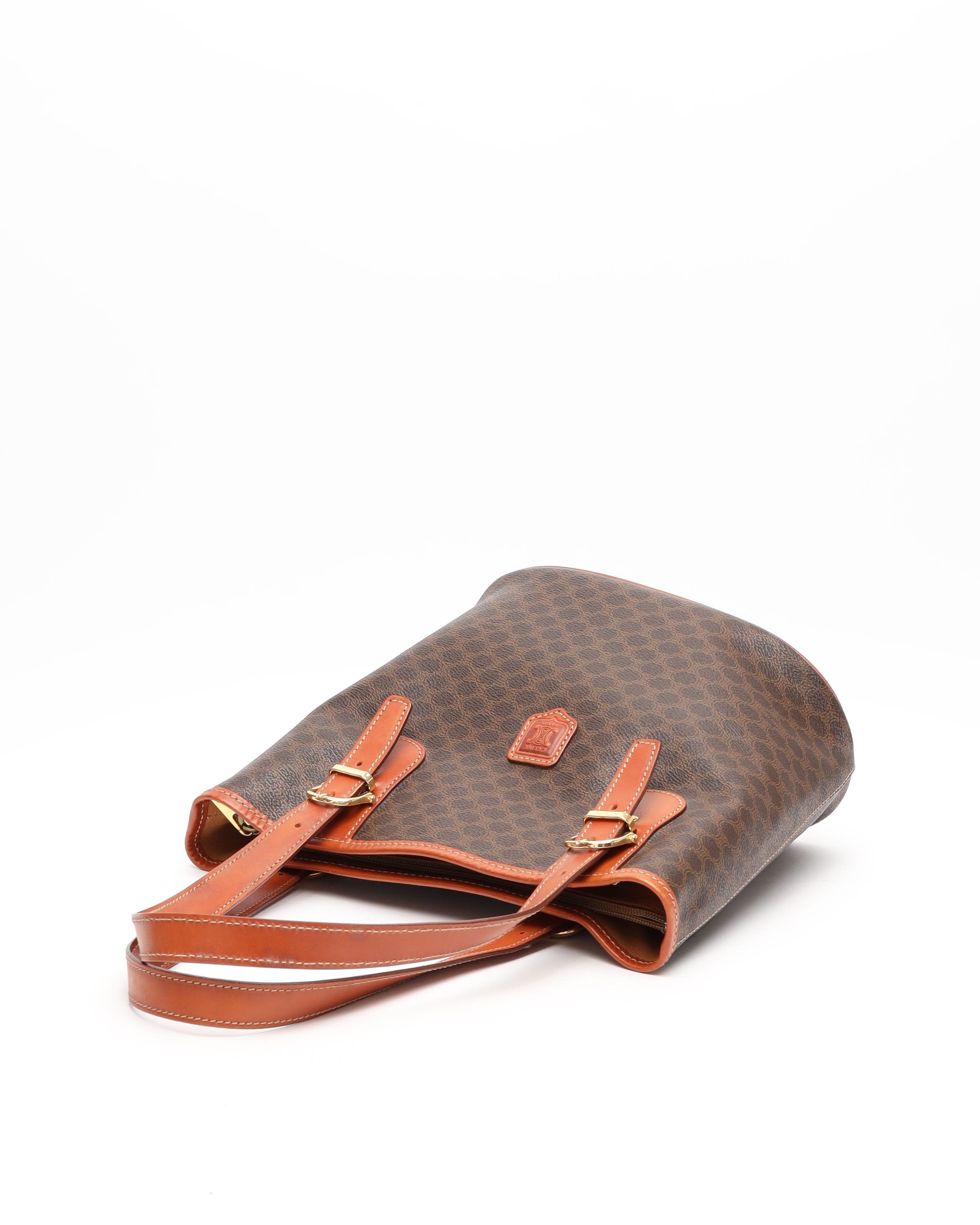 Celine Céline Macadam Tote Bag In Brown