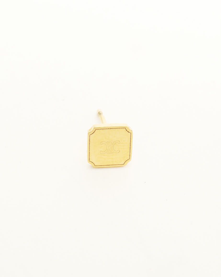 Celine Céline 3-piece Set, Horse Carriage, Triomphe And Logo Earrings In Gold