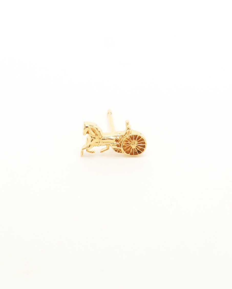 Celine Céline 3-piece Set, Horse Carriage, Triomphe And Logo Earrings In Gold