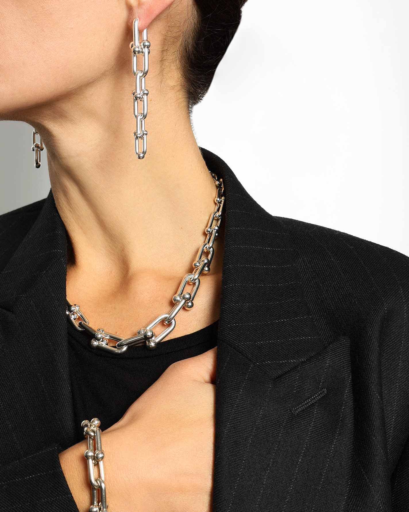 Tiffany & Co Hardwear Graduated Link Earrings In Silver