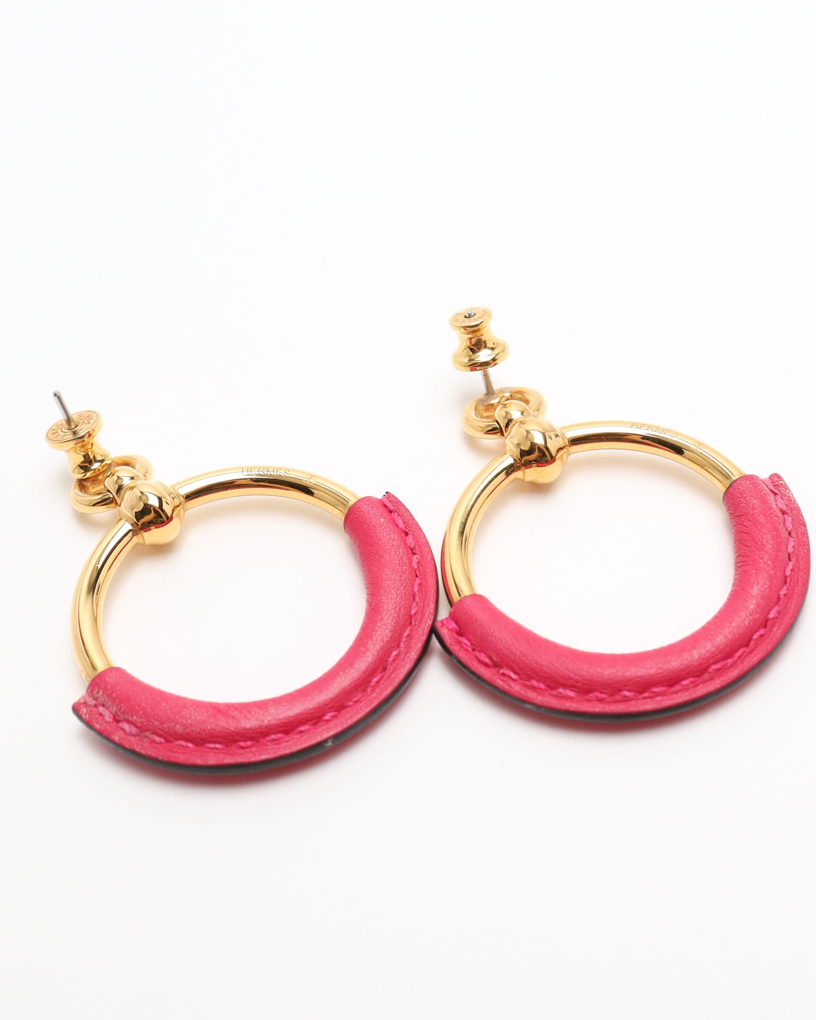 Pre-owned Hermes Hermès Loop Earrings In Pink