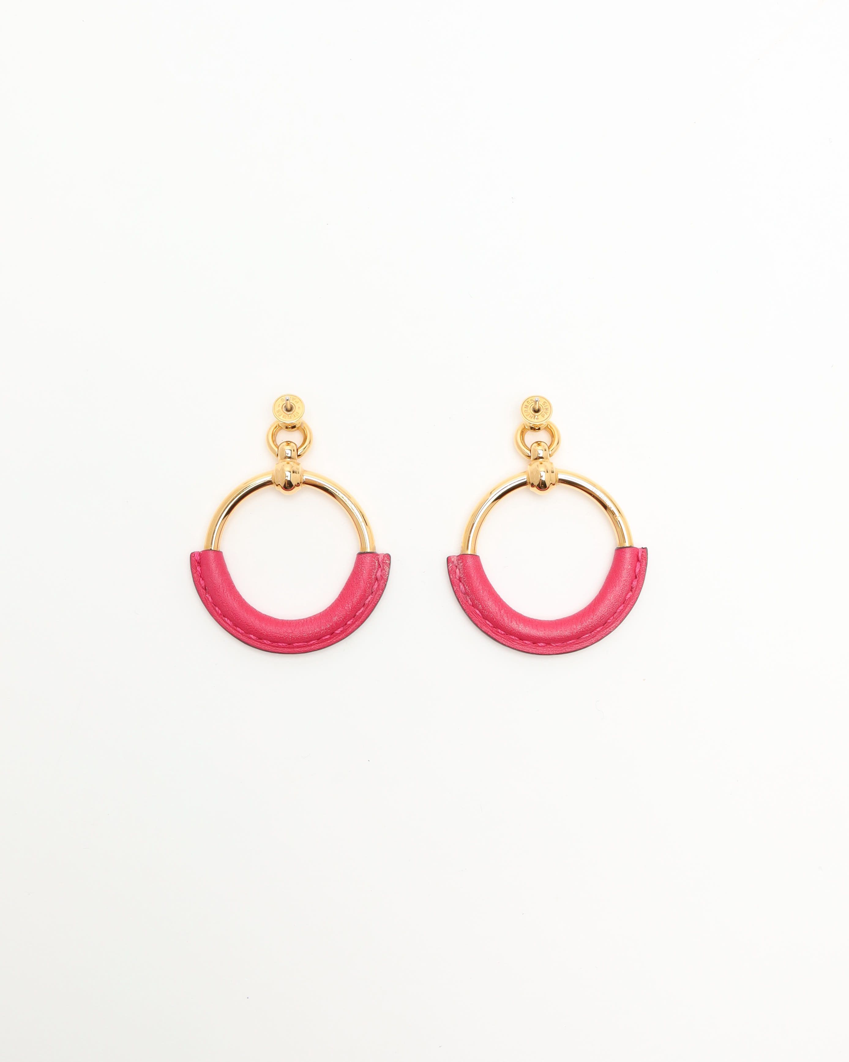 Pre-owned Hermes Hermès Loop Earrings In Pink