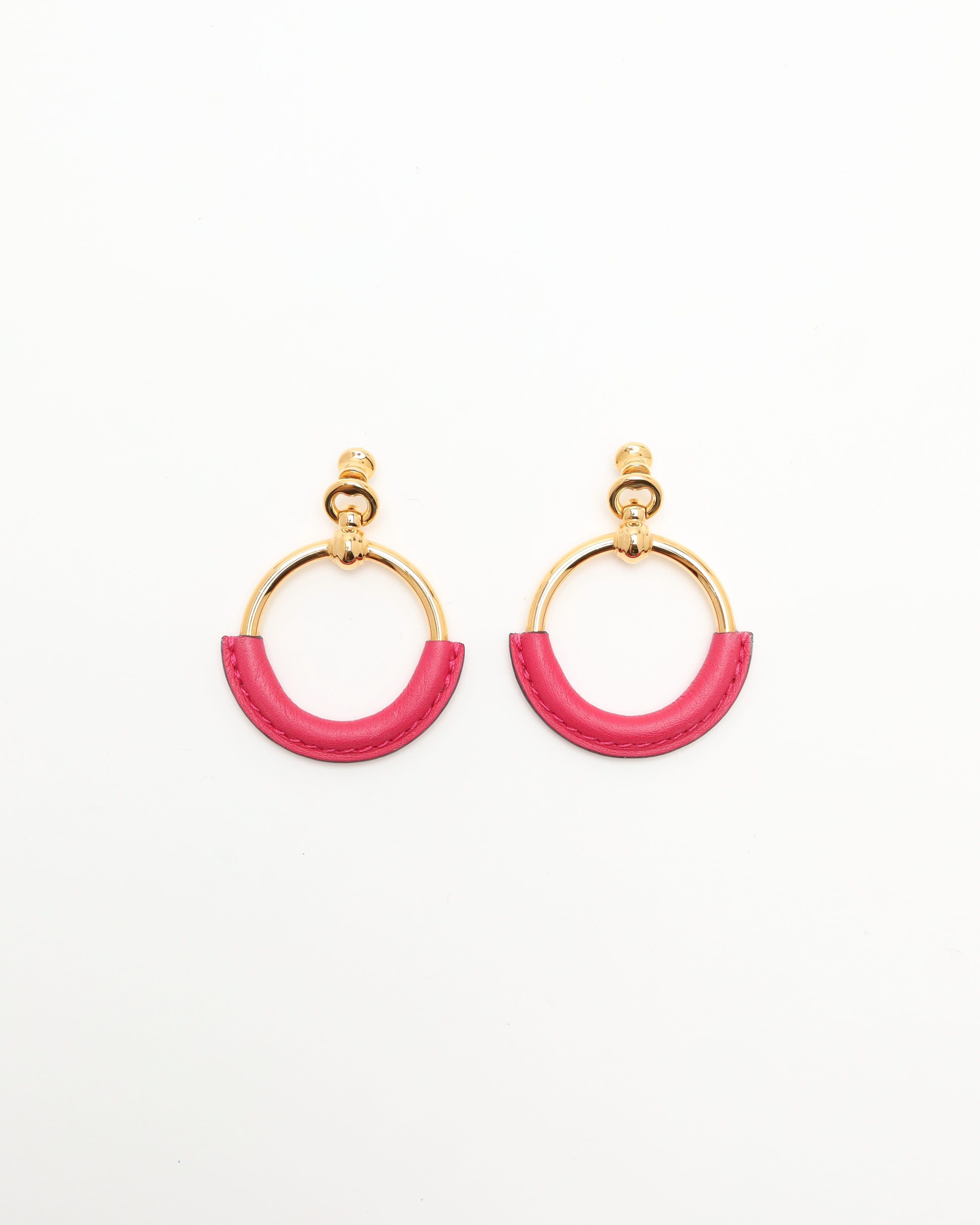 Pre-owned Hermes Hermès Loop Earrings In Pink