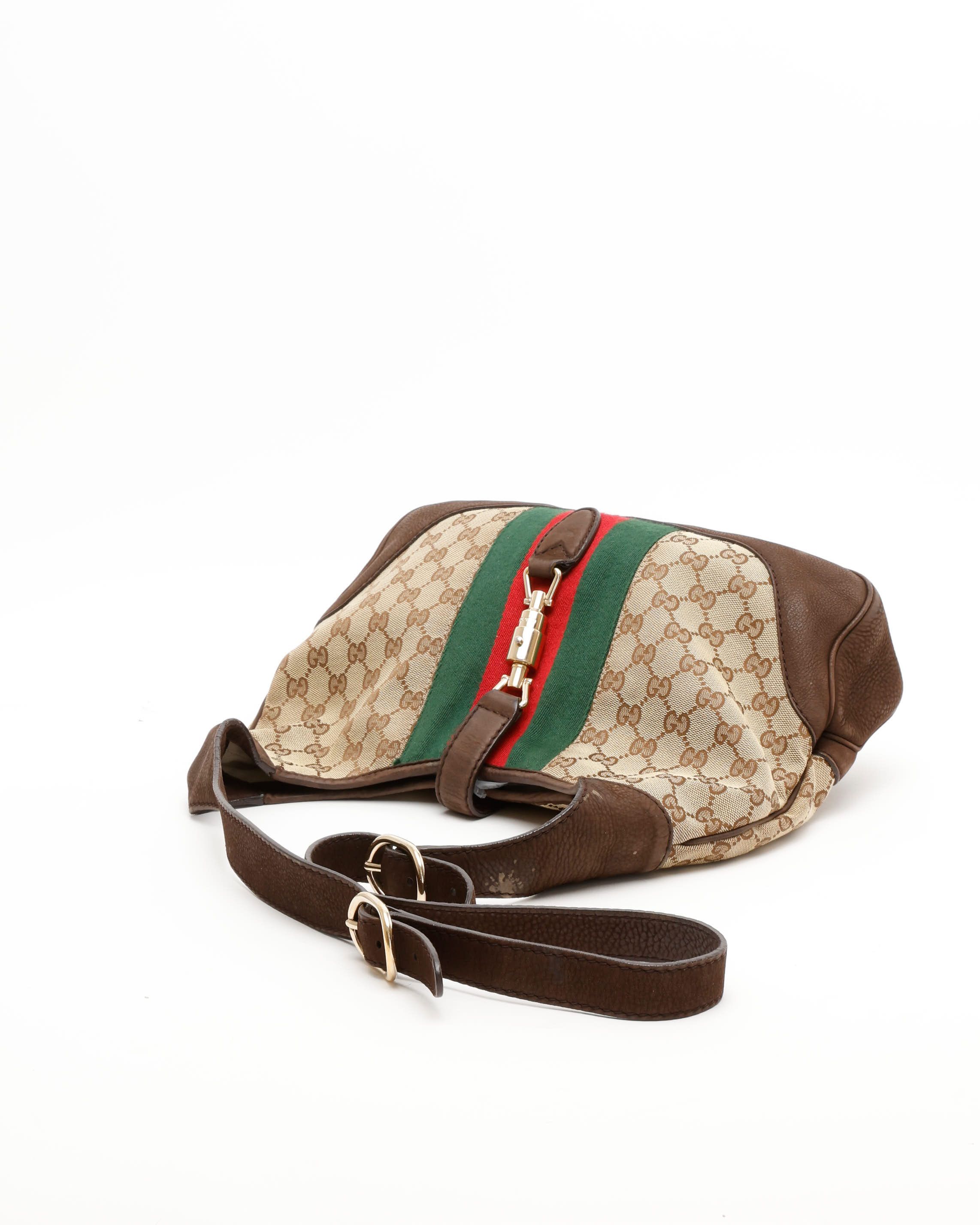 Gucci Gg Web Jackie Crossbody Bag In Brown