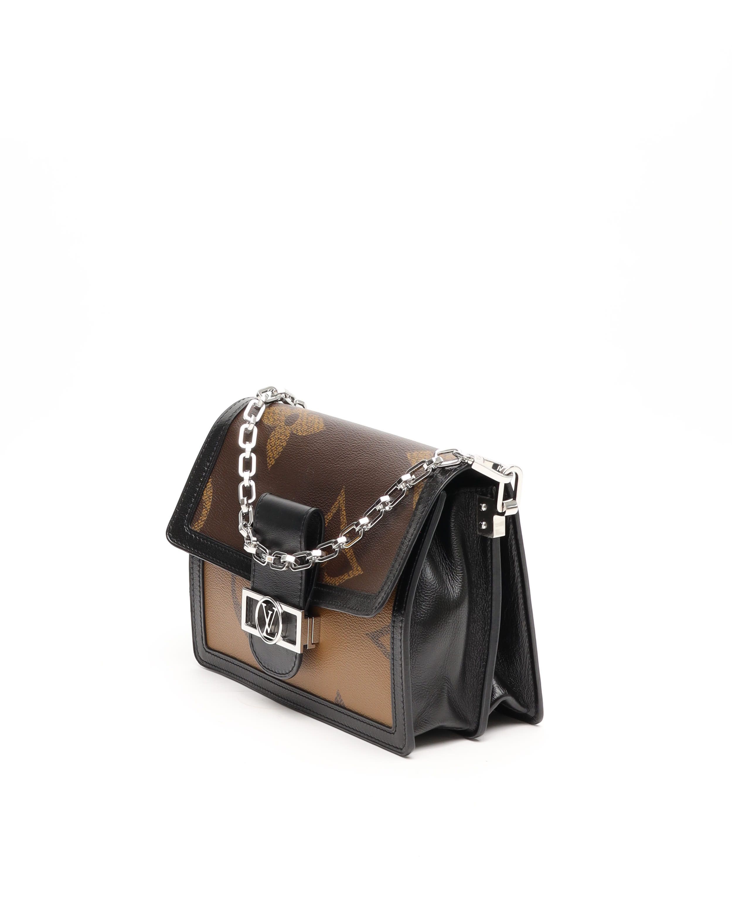 Pre-owned Louis Vuitton Monogram Reverse Dauphine Mm Bag In Brown