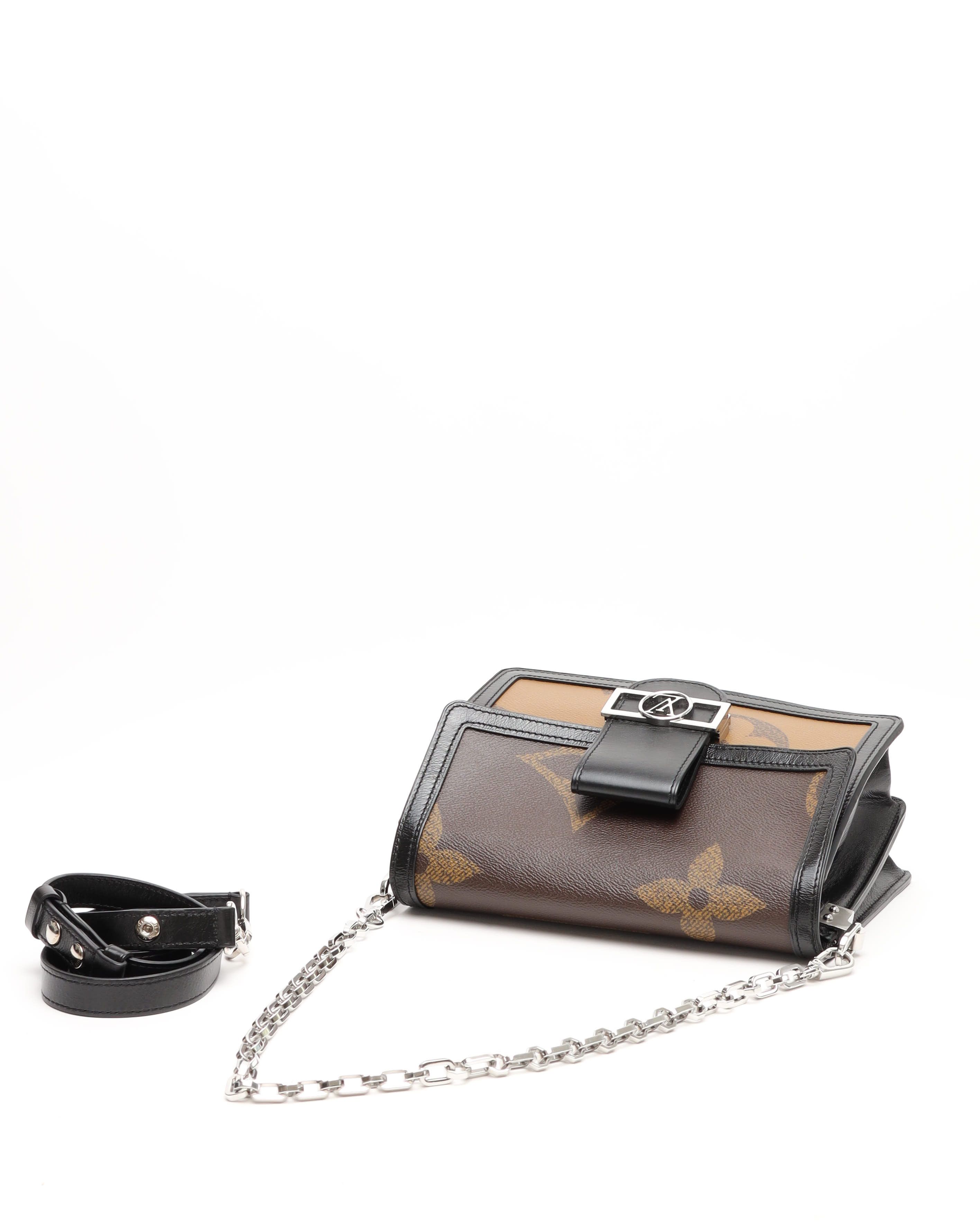 Pre-owned Louis Vuitton Monogram Reverse Dauphine Mm Bag In Brown