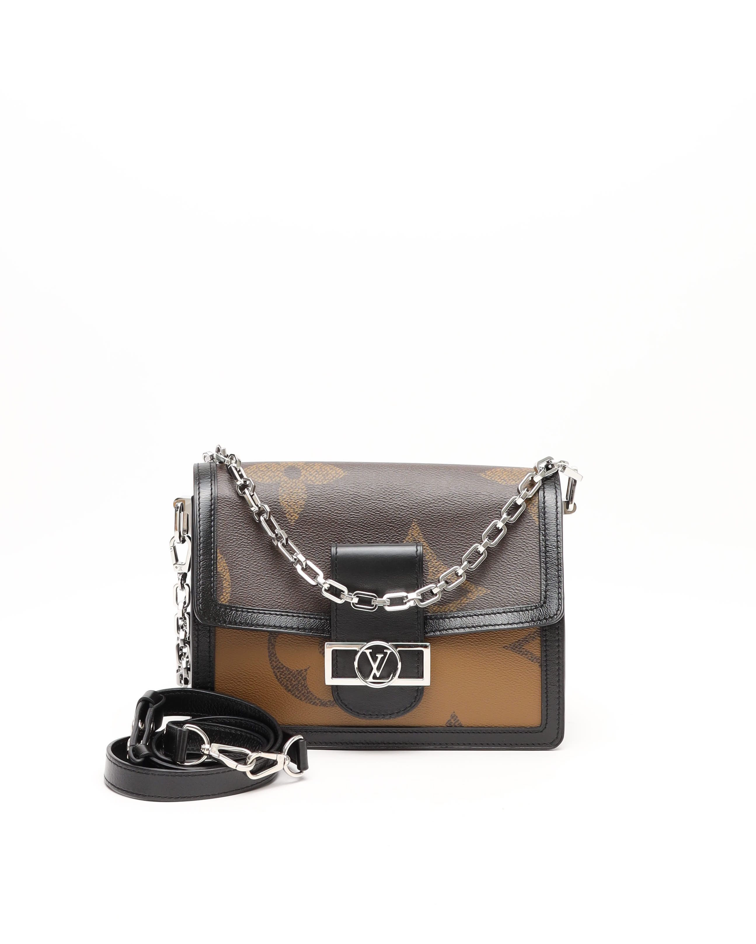 Pre-owned Louis Vuitton Monogram Reverse Dauphine Mm Bag In Brown
