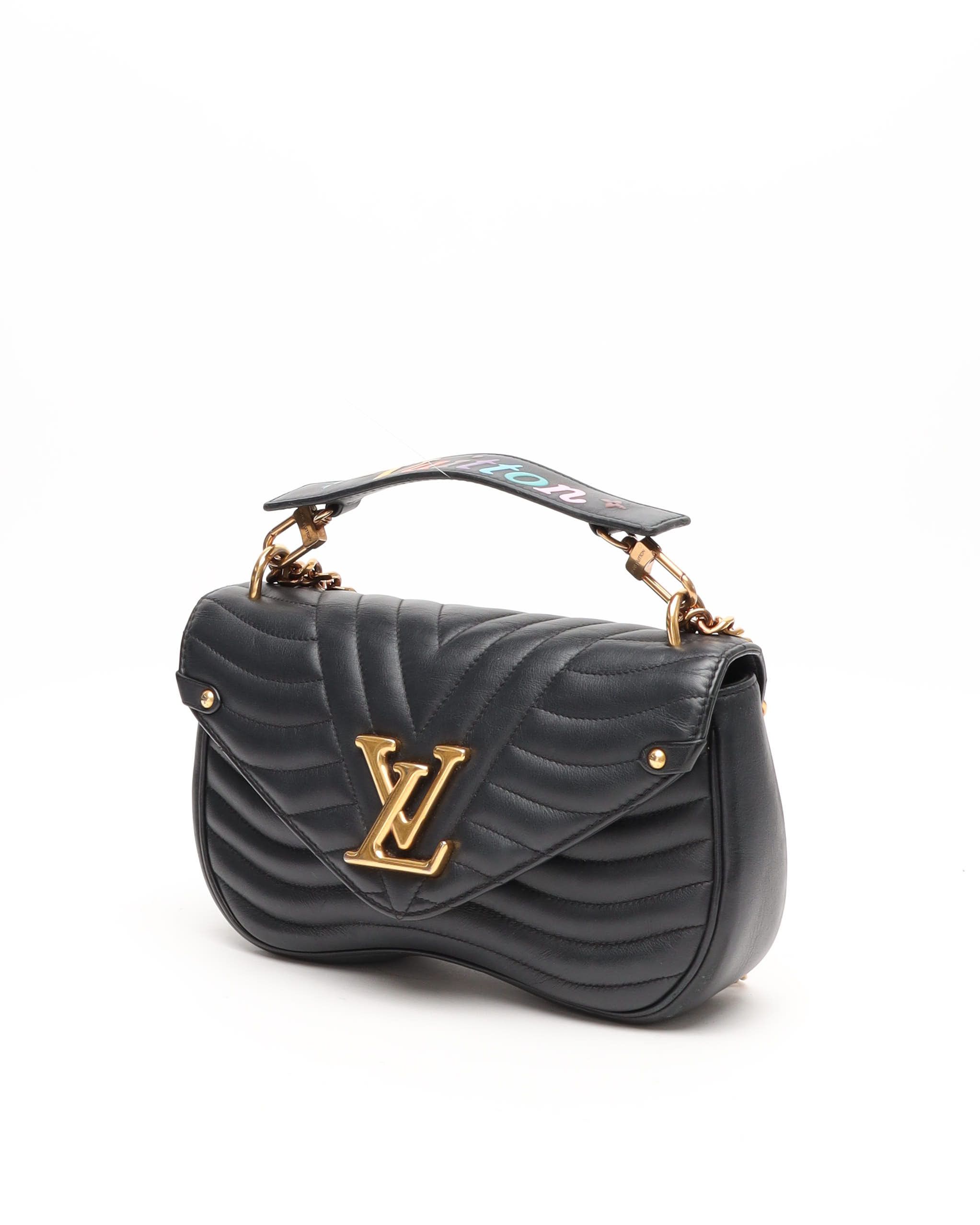 Pre-owned Louis Vuitton New Wave Pm Chain Bag In Black