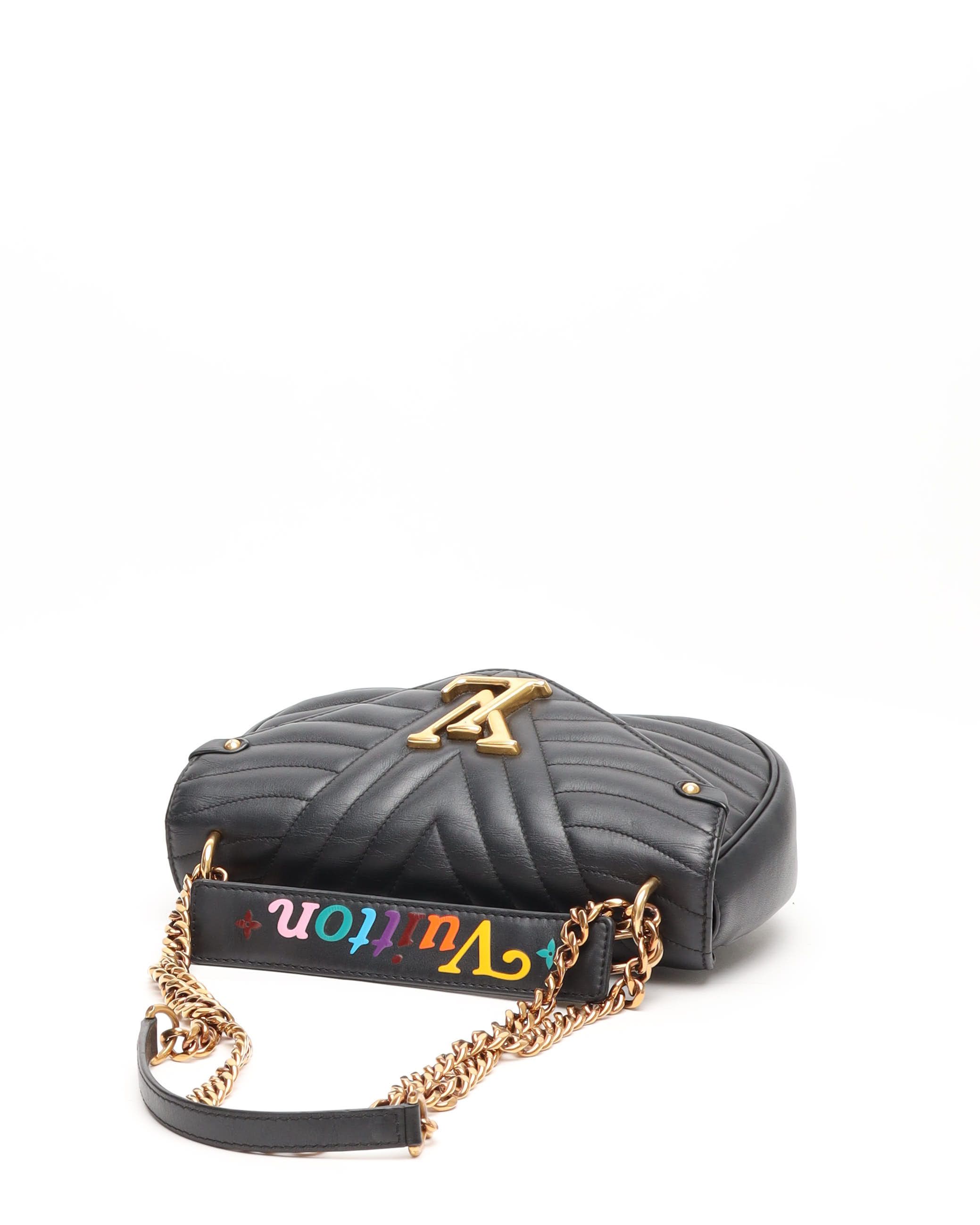 Pre-owned Louis Vuitton New Wave Pm Chain Bag In Black