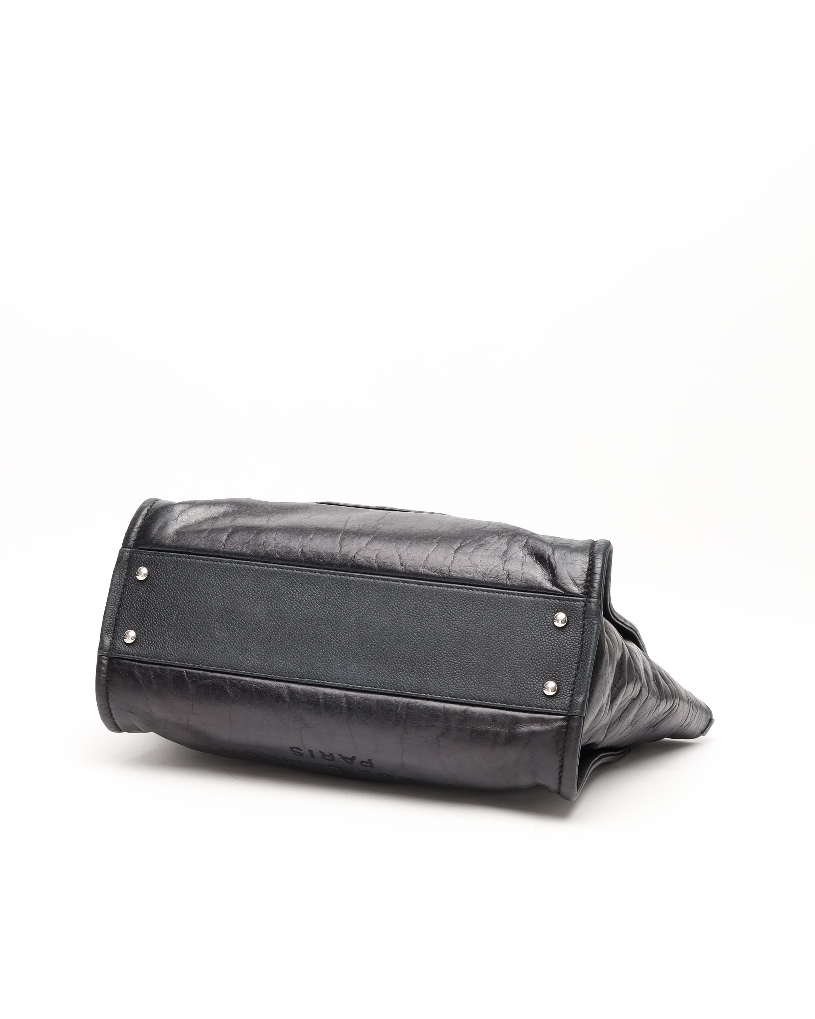 Pre-owned Chanel Deauville Mm Tote Bag In Black