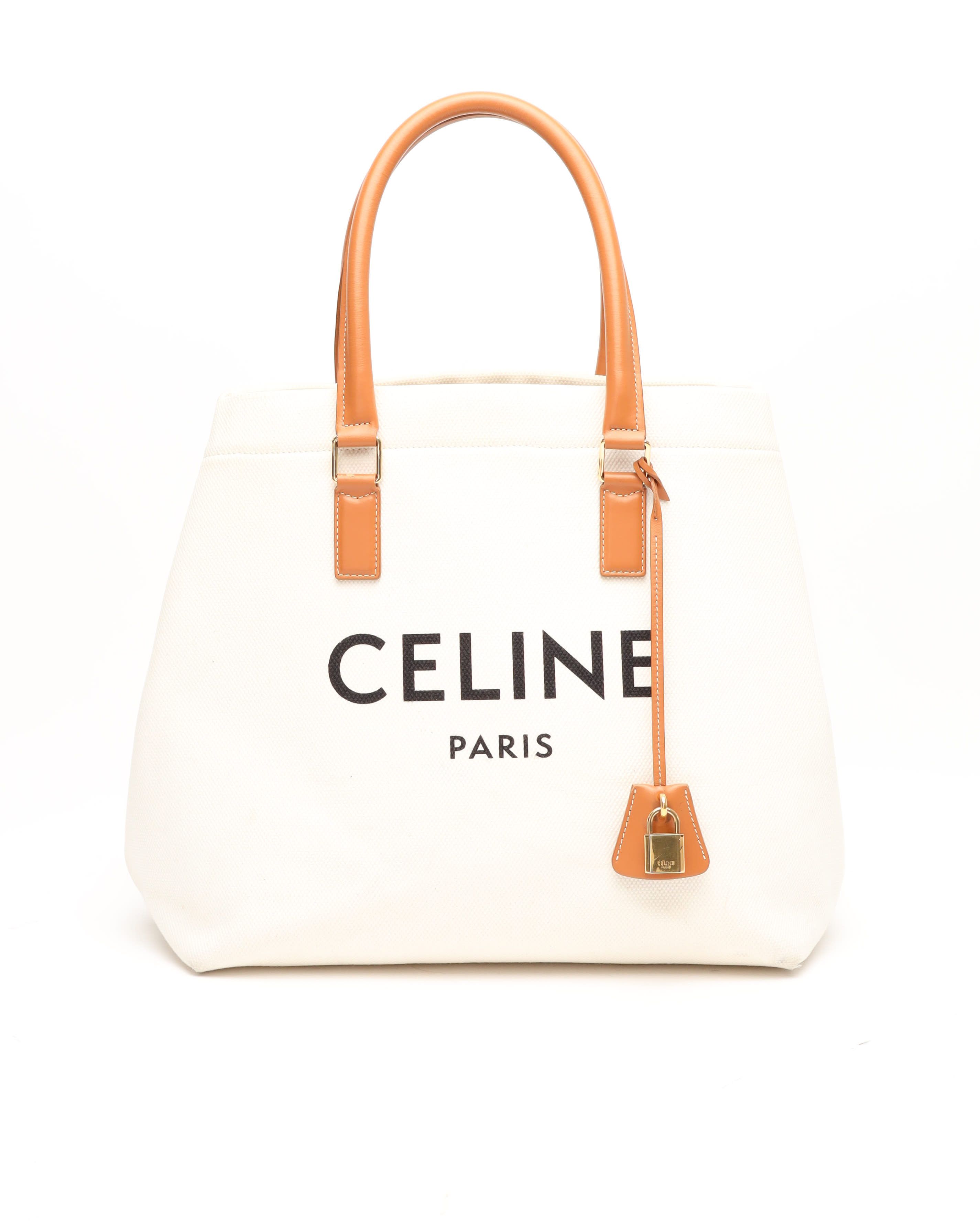 Celine Céline Canvas Cabas Horizontal Bag In White