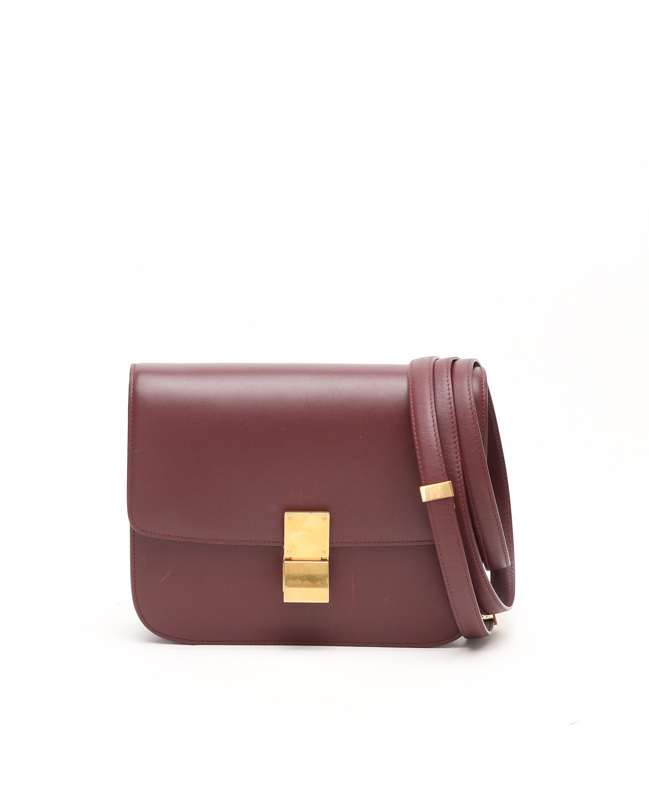 Celine Céline Classic Box Bag In Burgundy