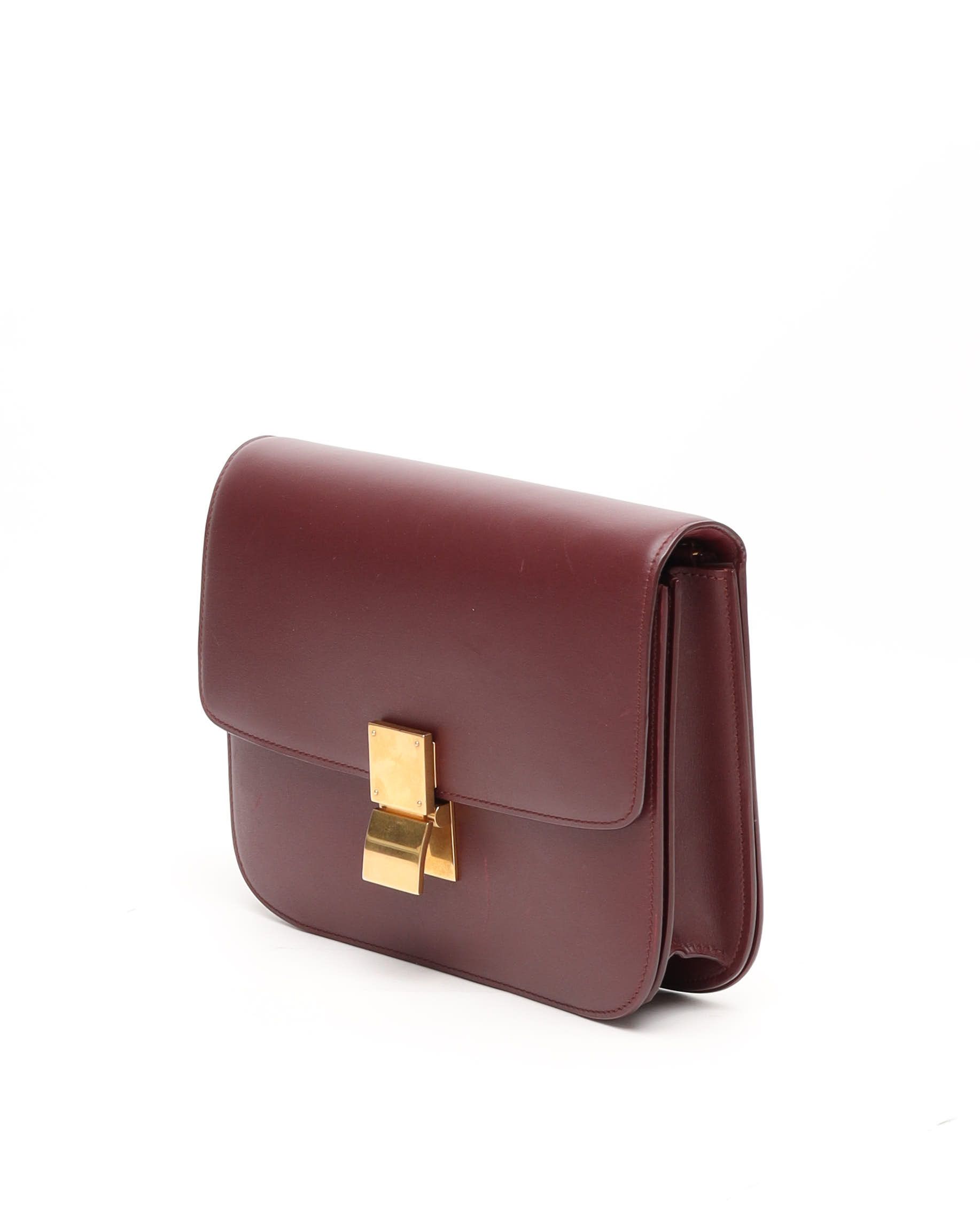 Celine Céline Classic Box Bag In Burgundy