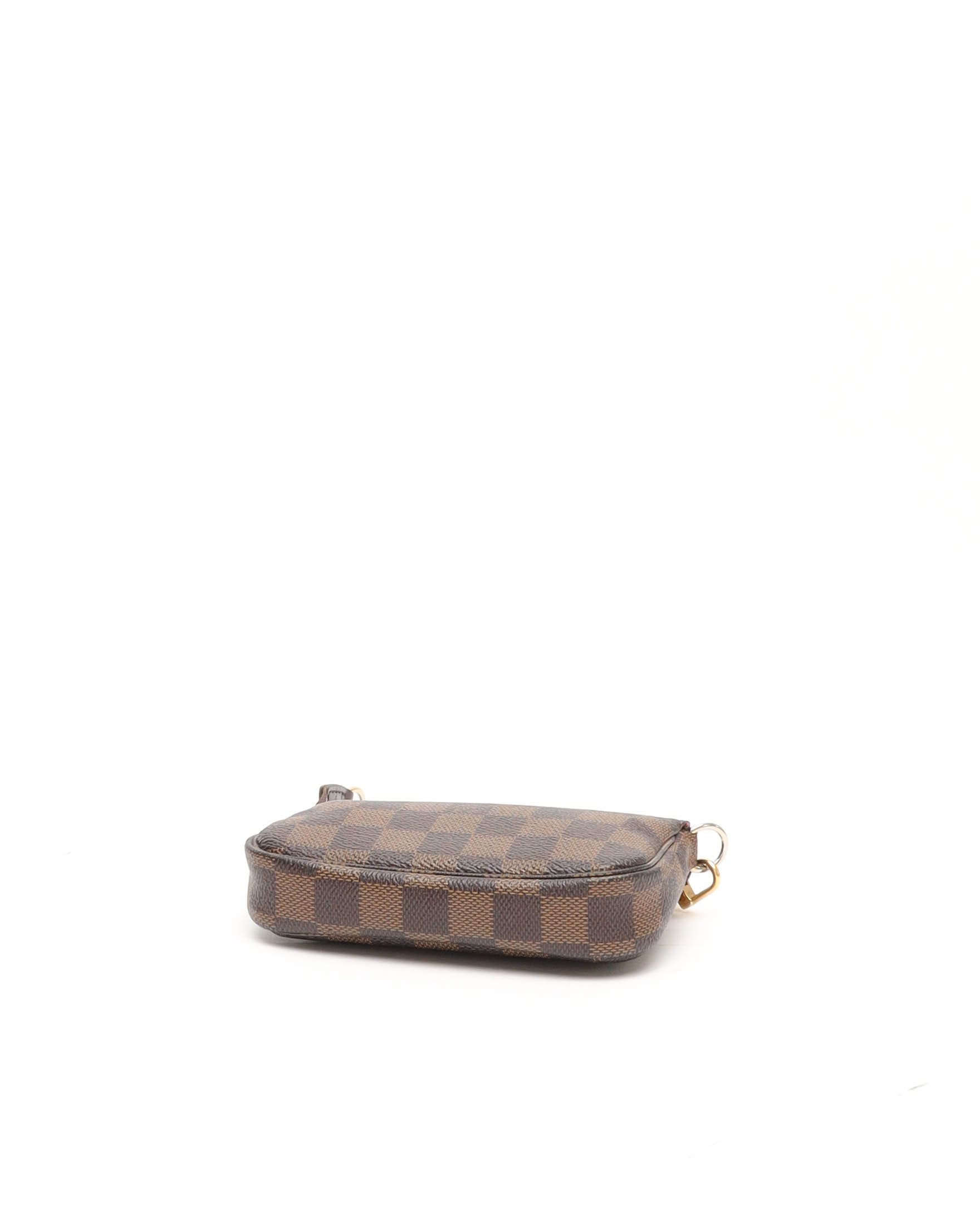 Pre-owned Louis Vuitton Damier Mini Pochette Accessories Bag In Brown