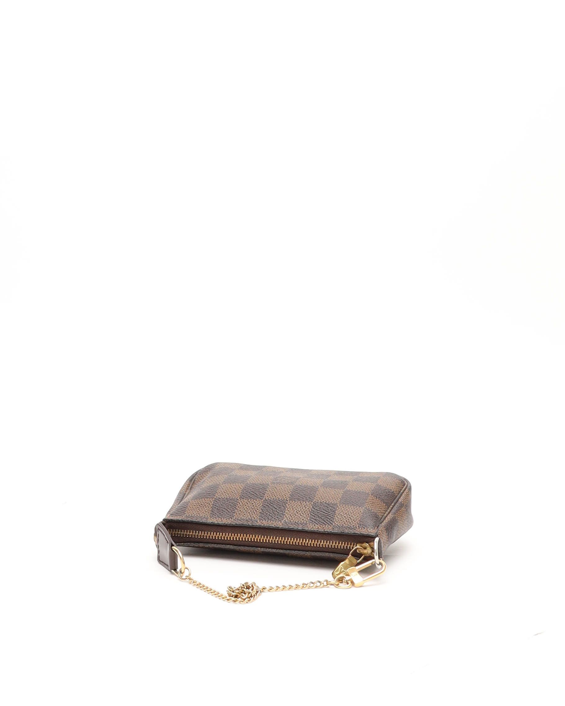 Pre-owned Louis Vuitton Damier Mini Pochette Accessories Bag In Brown