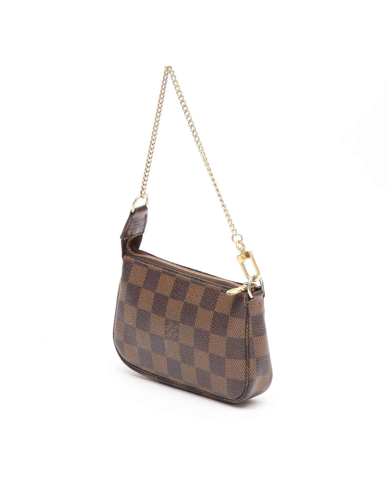 Pre-owned Louis Vuitton Damier Mini Pochette Accessories Bag In Brown