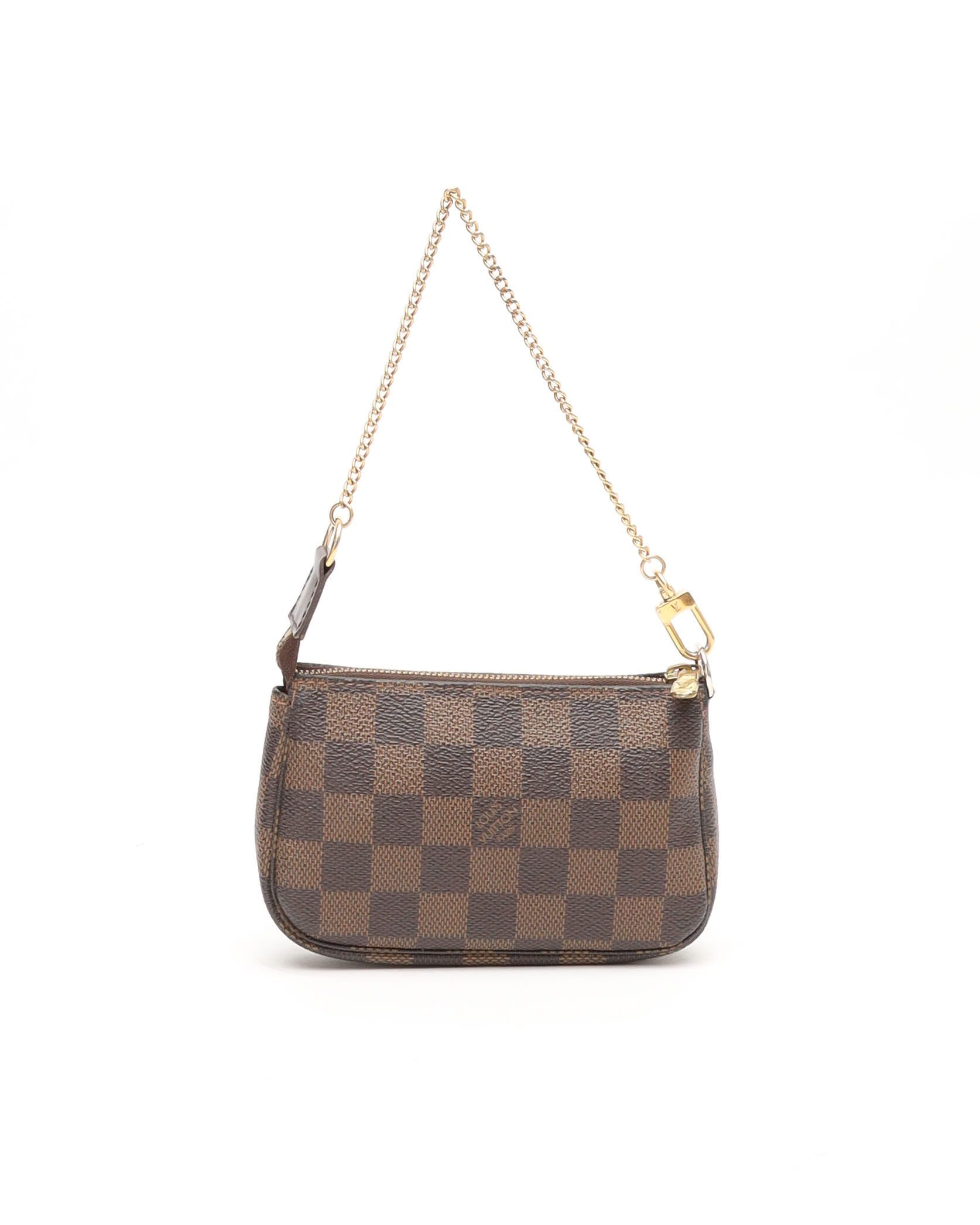 Pre-owned Louis Vuitton Damier Mini Pochette Accessories Bag In Brown