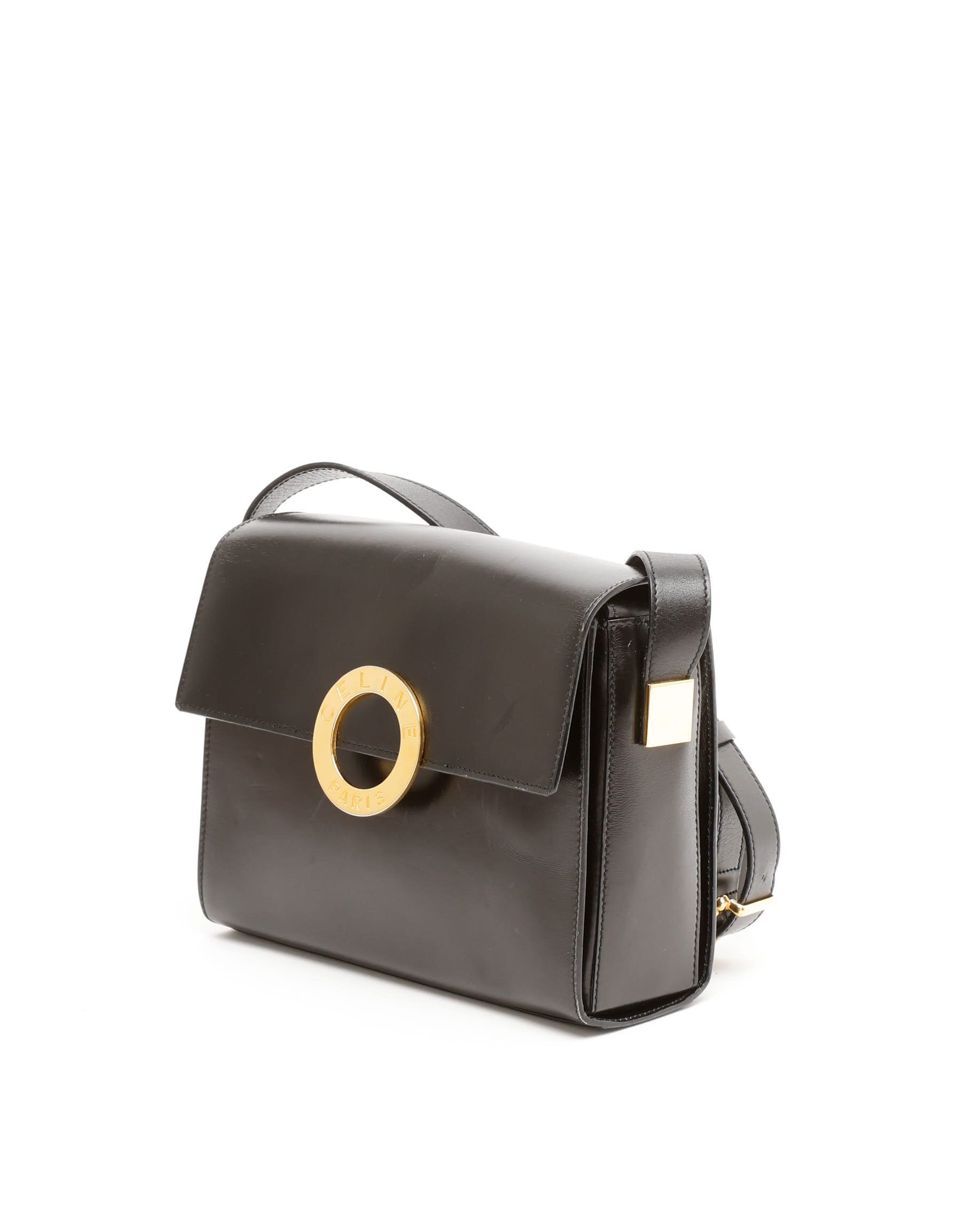 Celine Céline Circle Logo Bag In Black