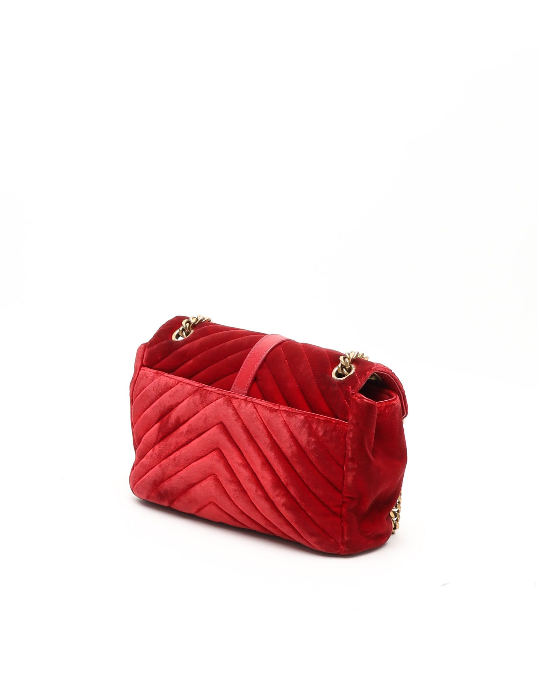 Saint Laurent Medium Velvet College Bag In Red