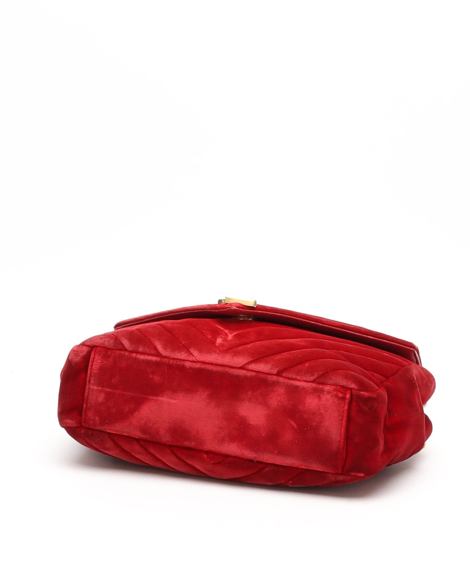 Saint Laurent Medium Velvet College Bag In Red