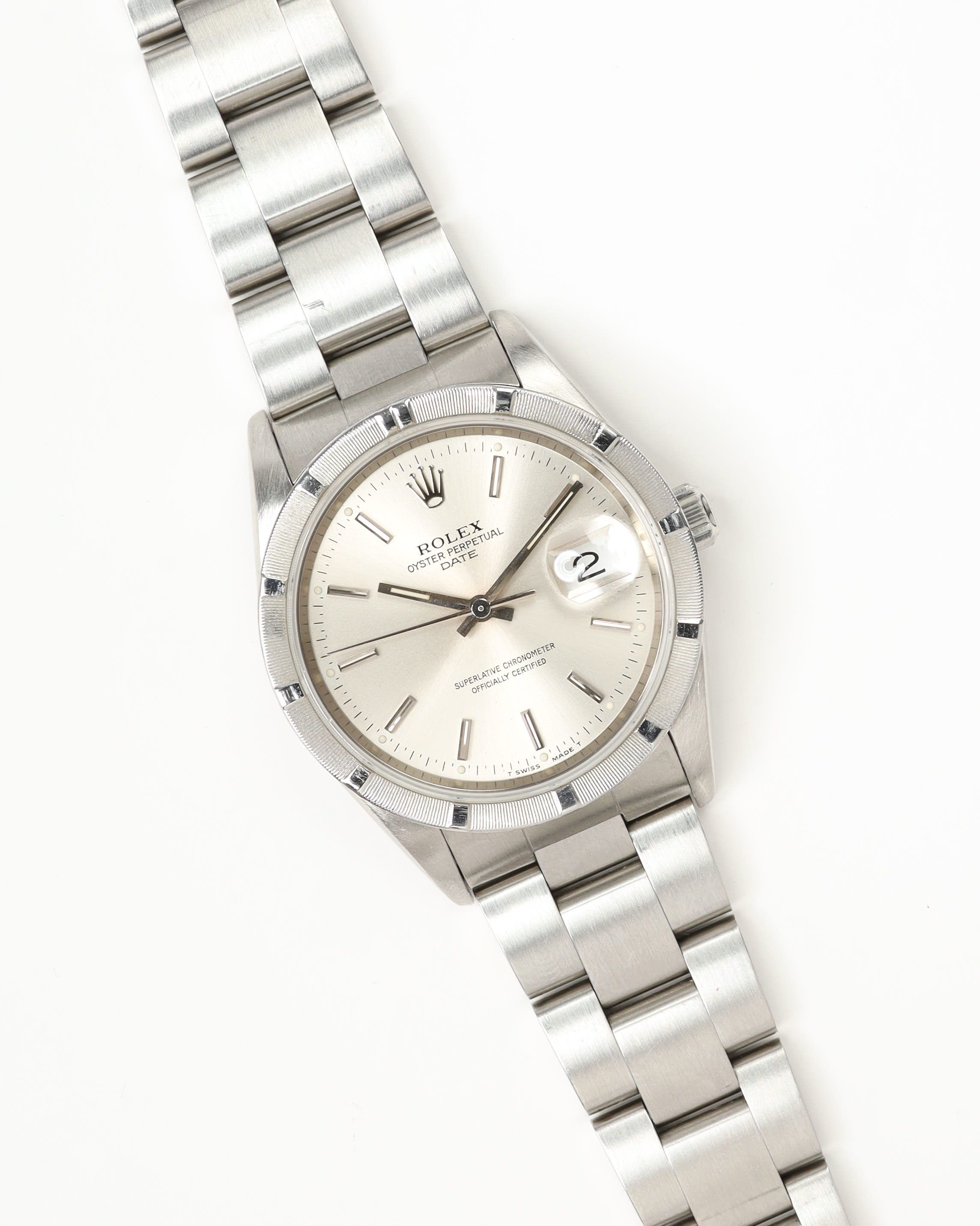 Rolex Oyster Perpetual Date 34mm Ref 15210 1995 Watch In Silver