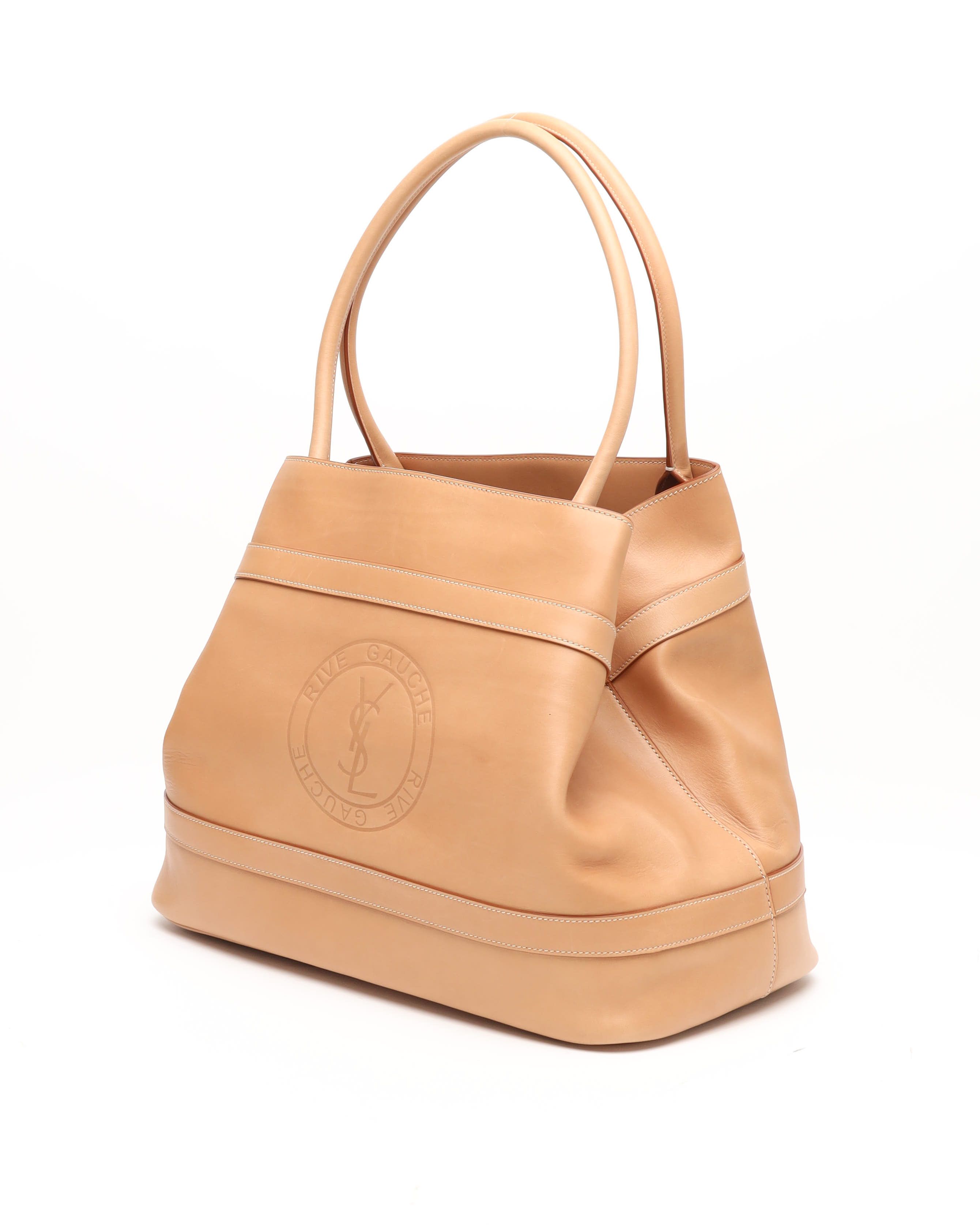 Saint Laurent Large Rive Gauche Tote Bag In Sand