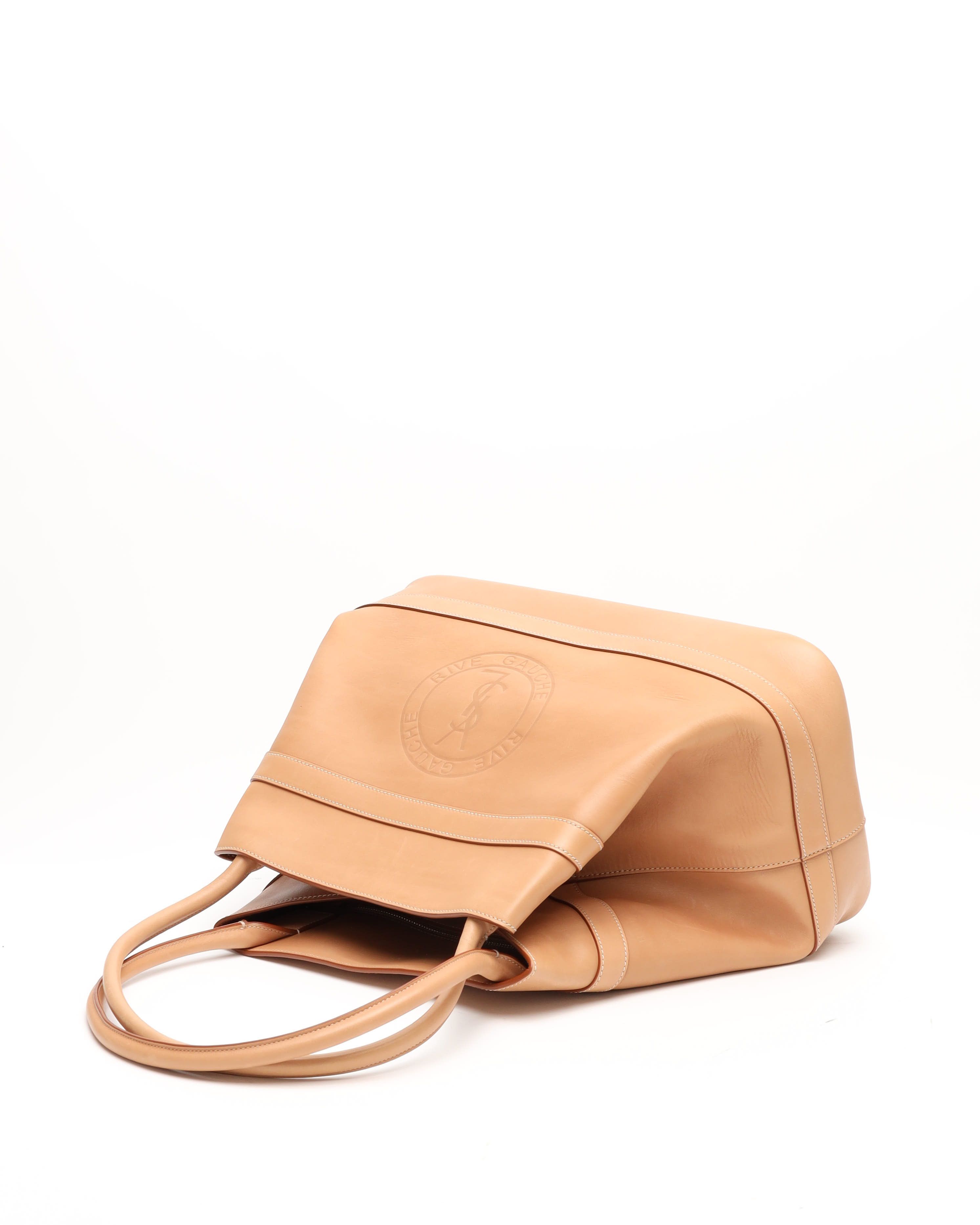 Saint Laurent Large Rive Gauche Tote Bag In Sand