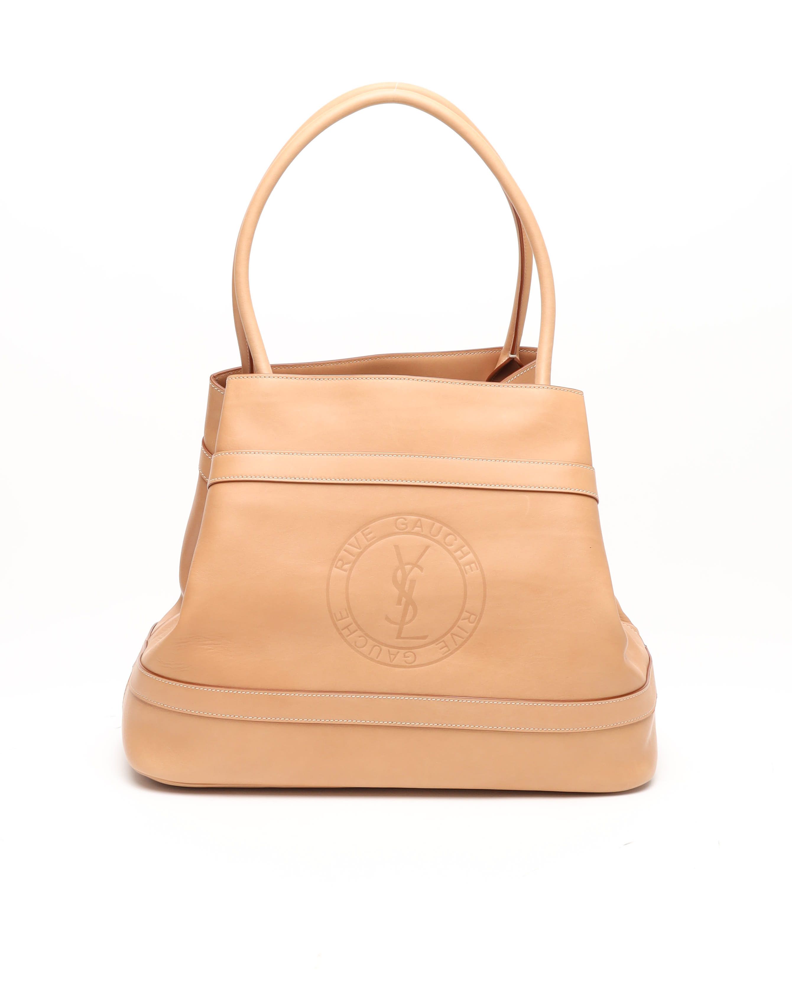 Saint Laurent Large Rive Gauche Tote Bag In Sand