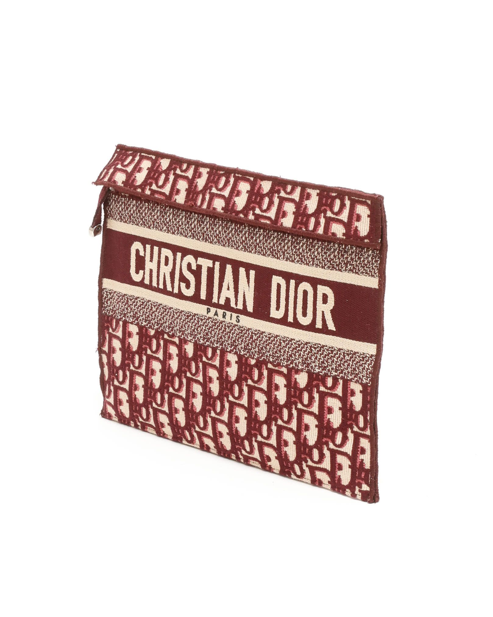 Dior Christian Oblique Messenger Bag In Burgundy