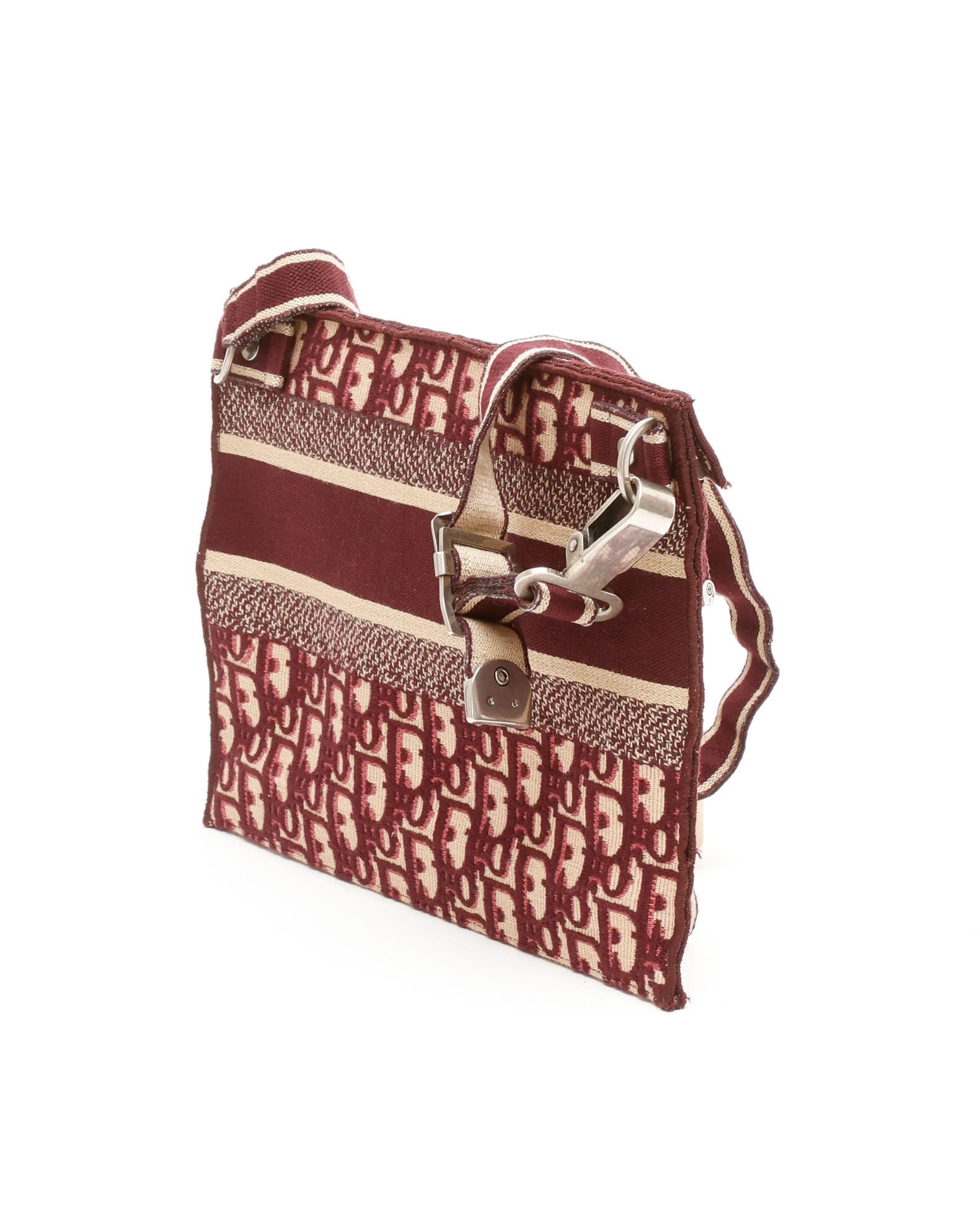 Dior Christian Oblique Messenger Bag In Burgundy